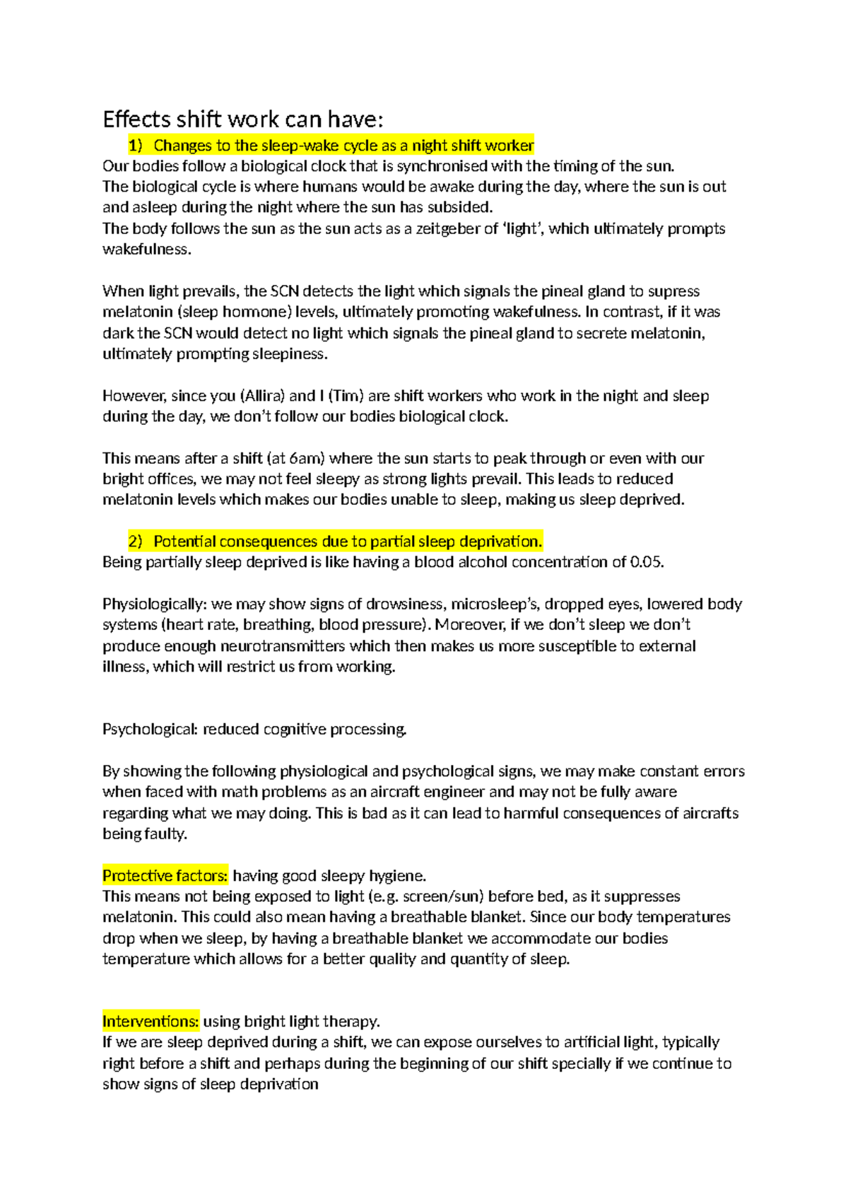 Effects of Shift Work on Sleep Patterns: 2017 PSY Exam (10 Marks) - Studocu