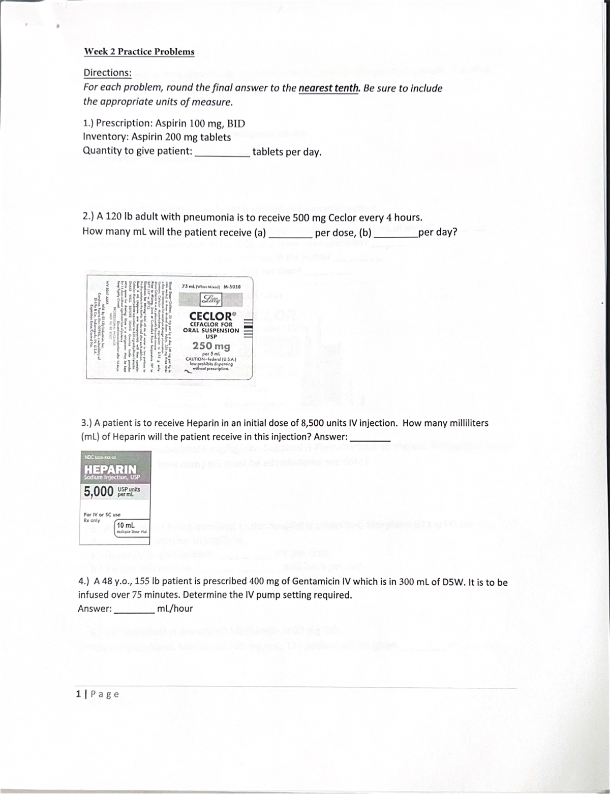 Dosage Practice Questions for Week 2 Review and Preparation - Studocu