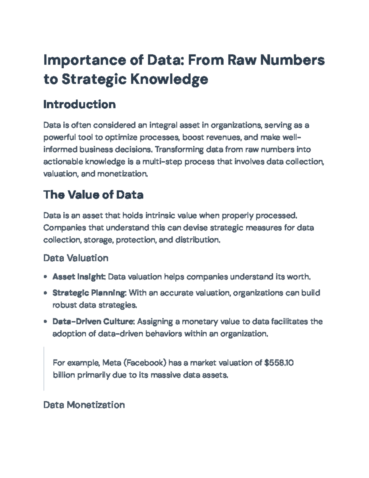 Importance of Data in Organizations: From Raw Numbers to Insights - Studocu