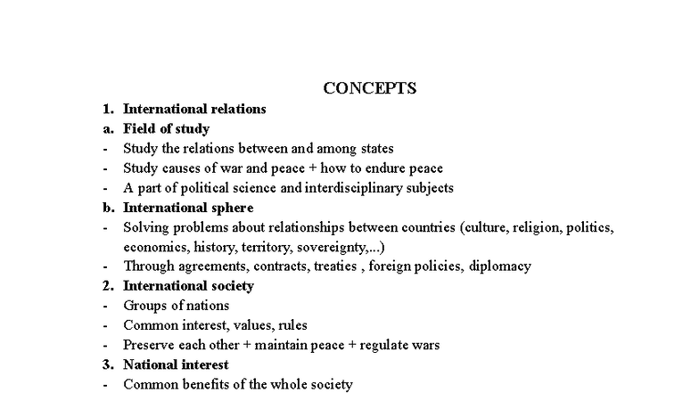 IR 101 - Final Exam Study Guide on International Relations Concepts ...
