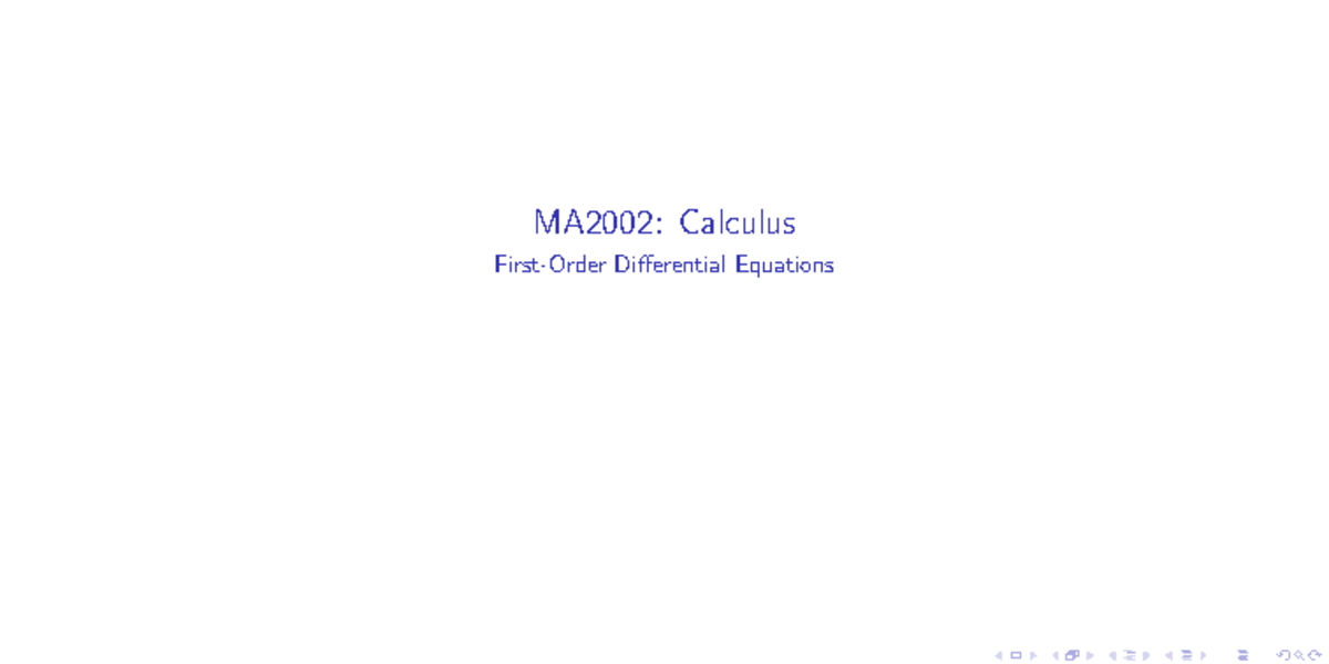 MA2002: First-Order Differential Equations Lecture Notes - Studocu