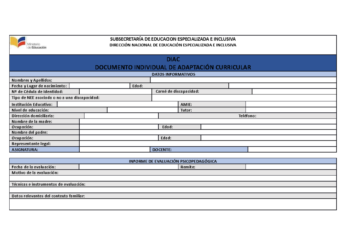 DIAC -Documento Individual de Adaptación Curricular 2020-2021