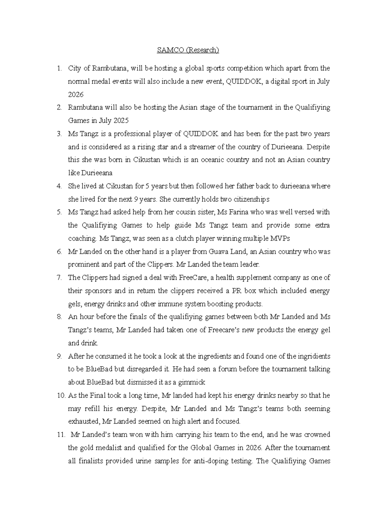 Sports Law Notes: Case Study on QUIDDOK and Doping Issues - Studocu
