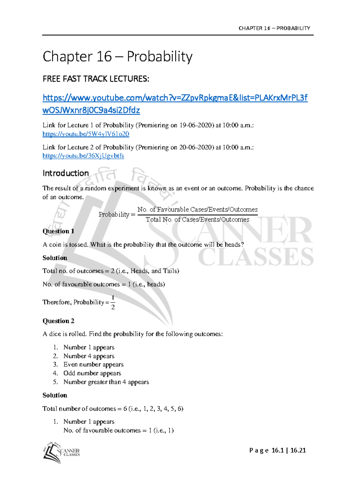Probability Notes - CA Foundation: Chapter 16 Overview and Exercises ...