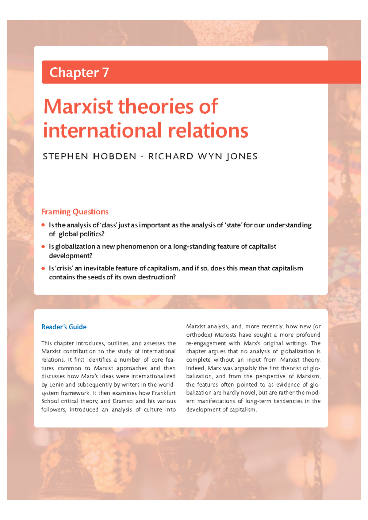 Chapter 7: Marxist Theories of International Relations (Course Code ...