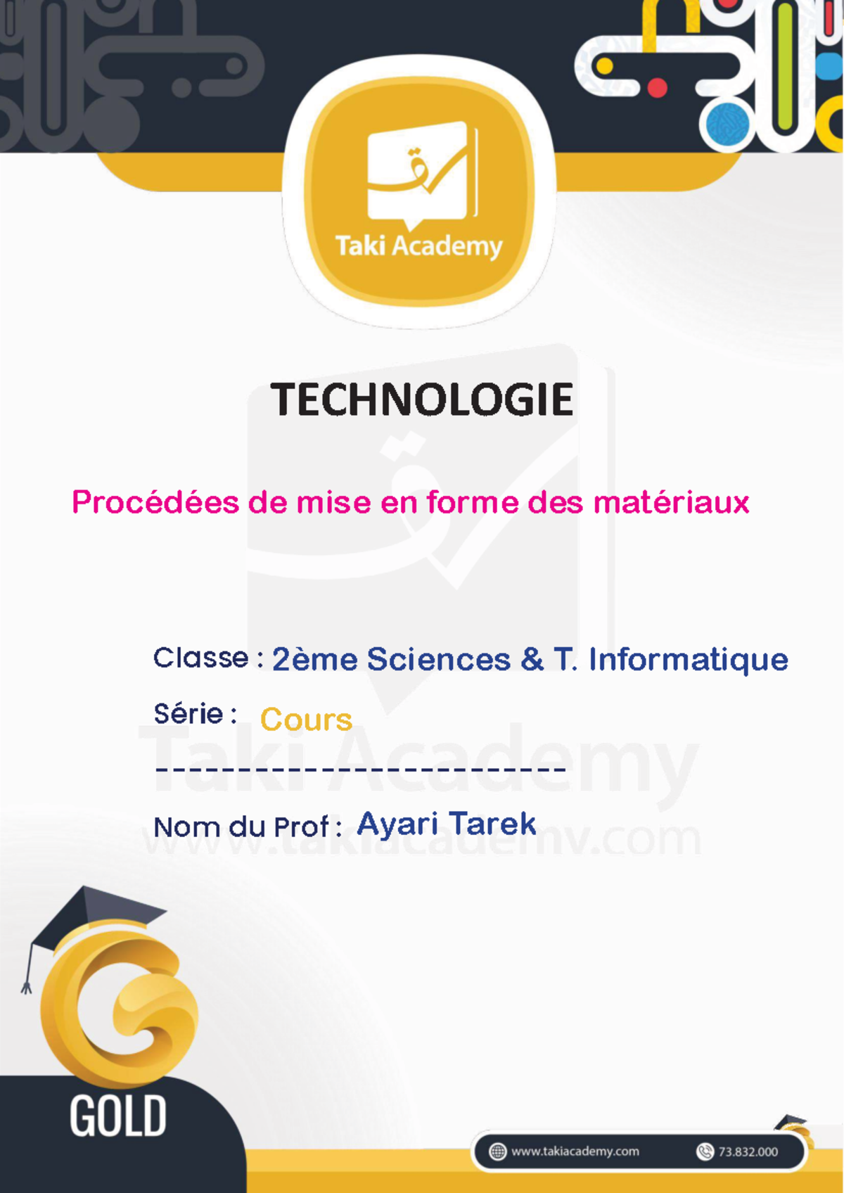 Procédés de mise en forme des matériaux - Cours T. Informatique - Studocu