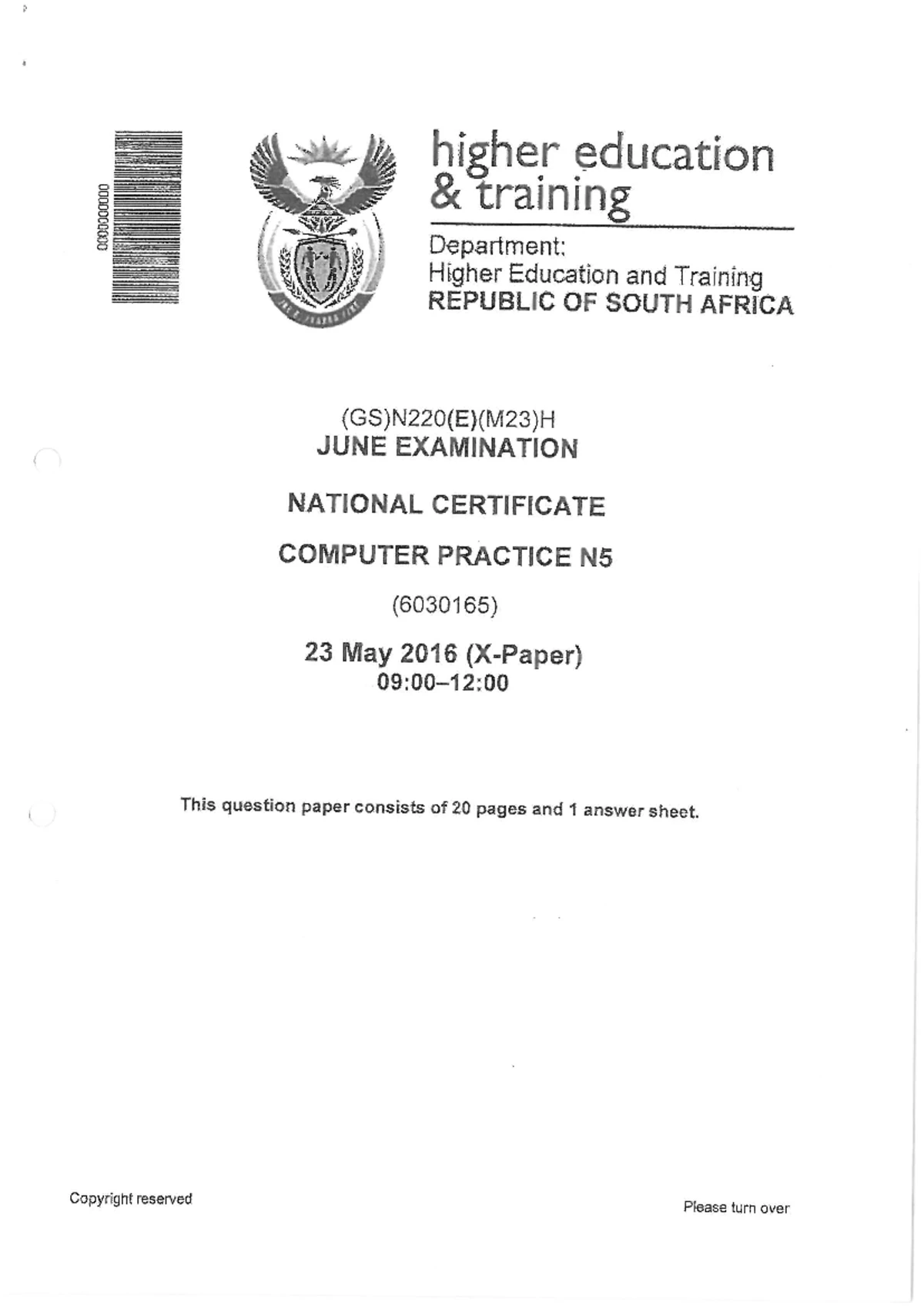 Computer Practice N5 Final Exam Paper - November 2022 - Studocu