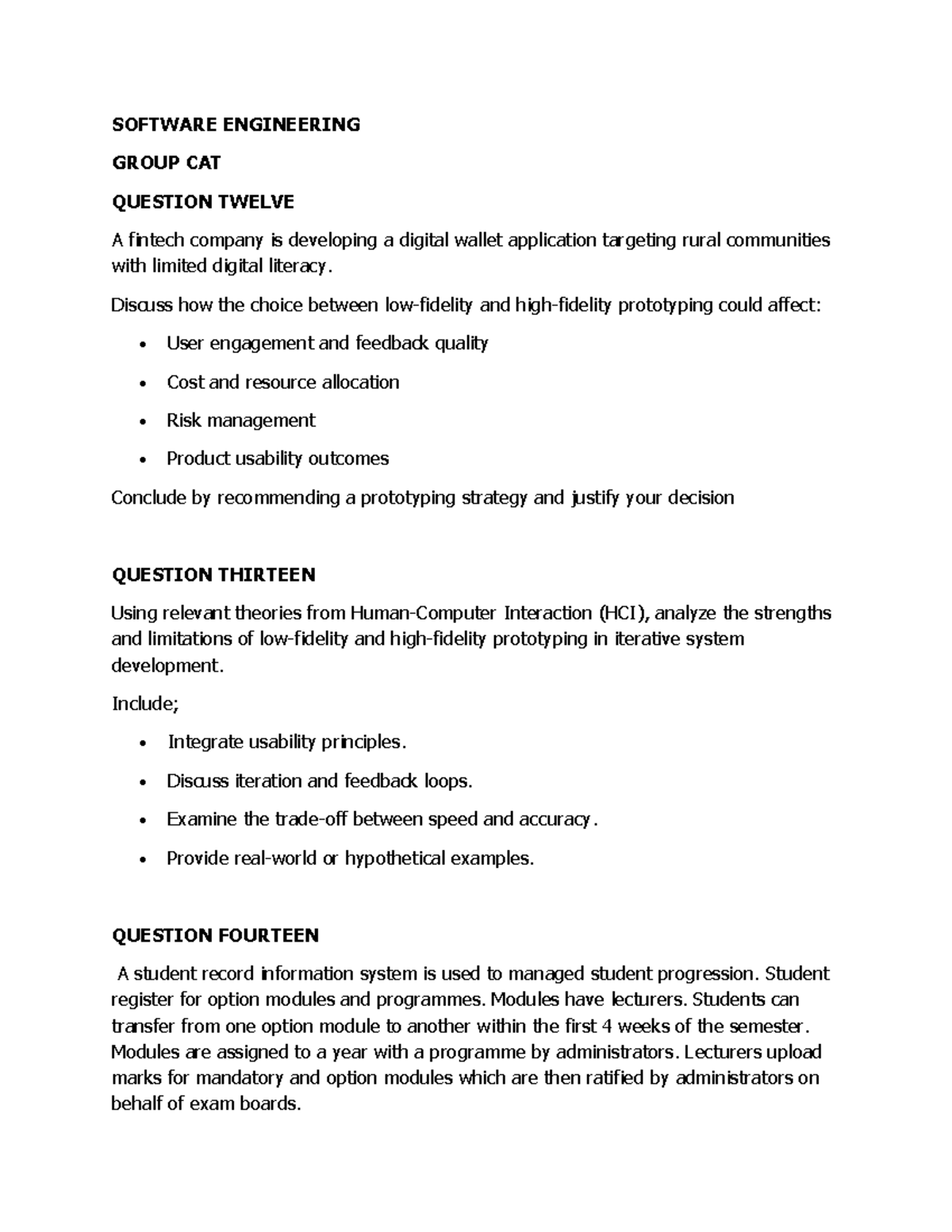 SOFTWARE ENGINEERING GROUP CAT: PART 2 ANALYSIS & PROTOTYPING ...