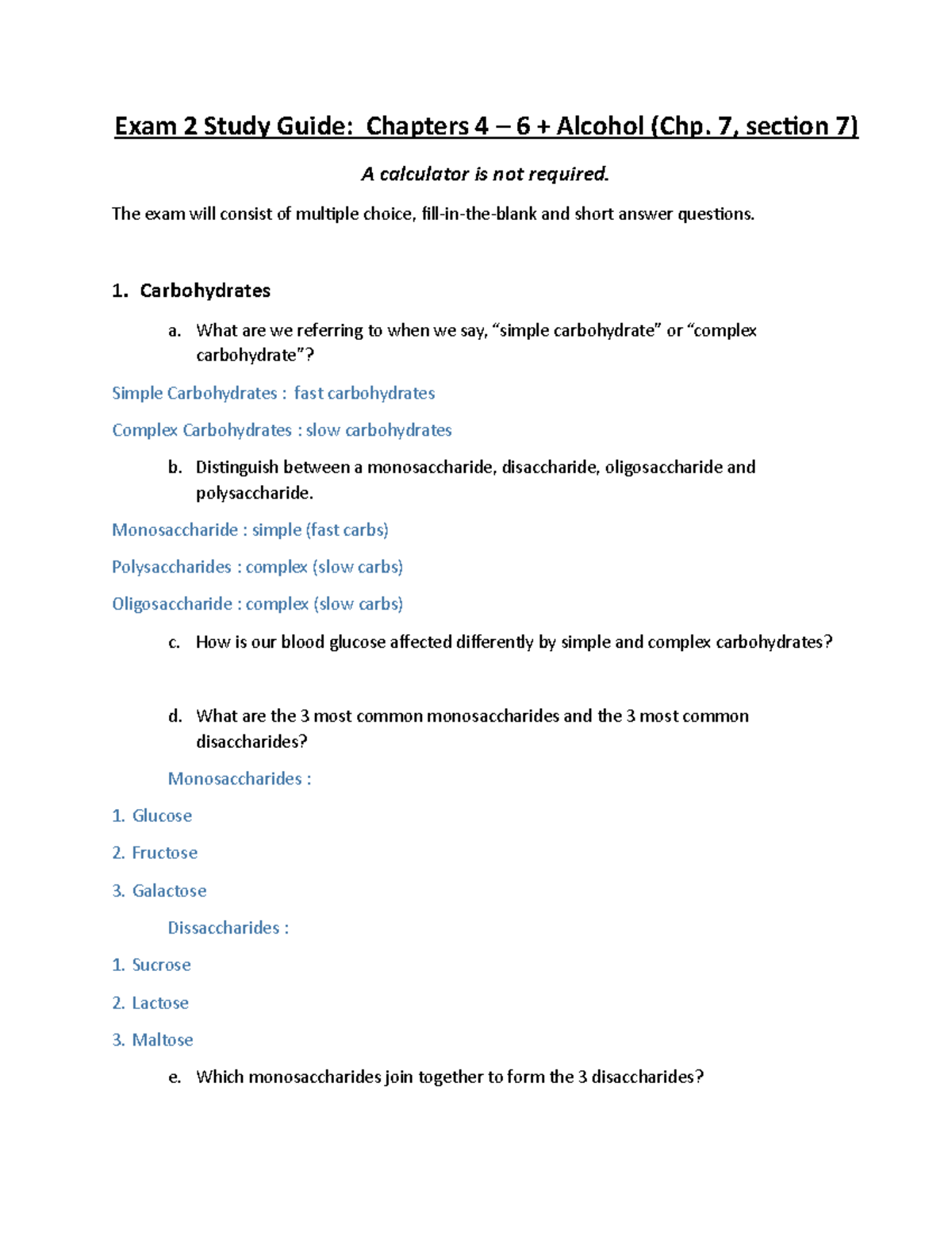 Exam 2 Study Guide: Chapters 4-6 + Alcohol - Studocu