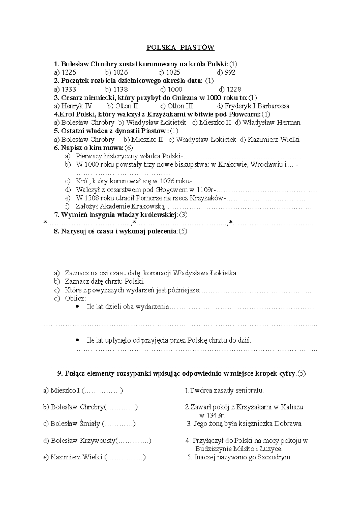 Sprawdzian Z Historii W Państwie Króla Franków www.studocu.com