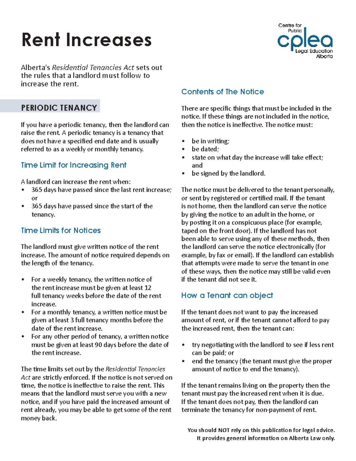 Cplea - Understanding Rent Increases Under Alberta's Tenancies Act ...