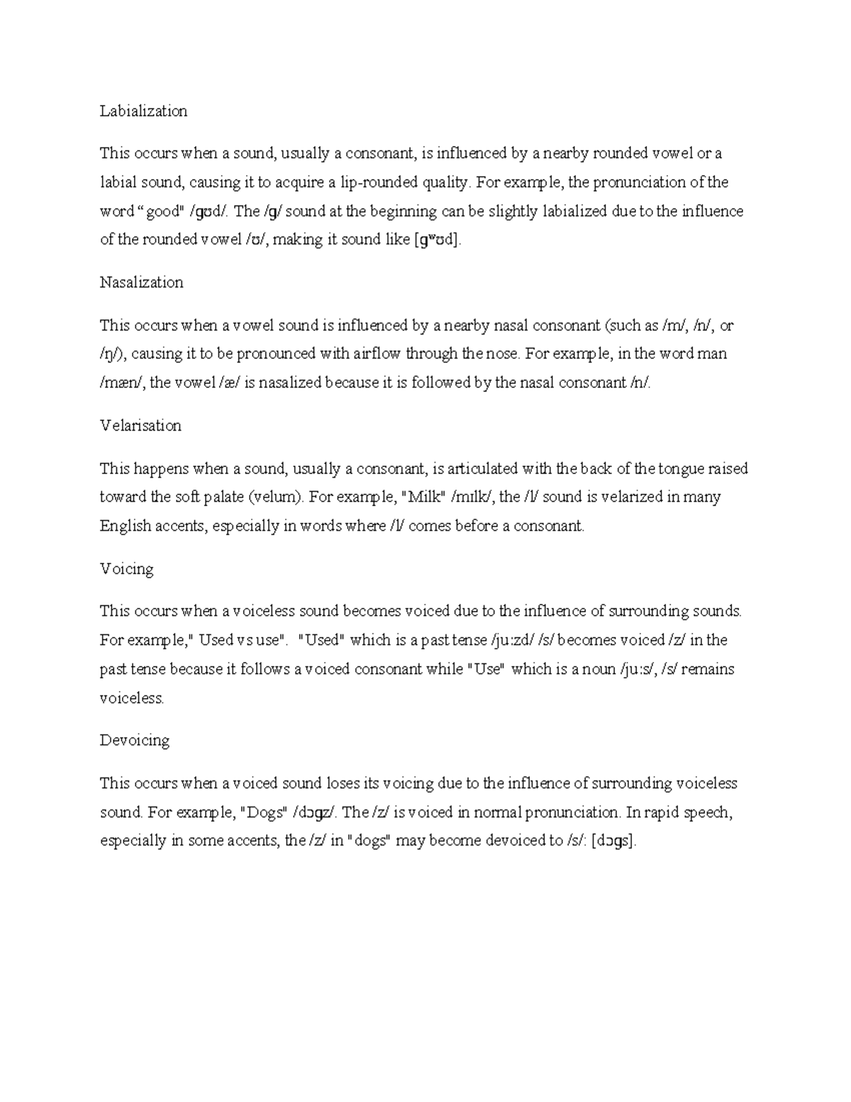 Assimilatory Processes in Phonetics - Labialization, Nasalization ...