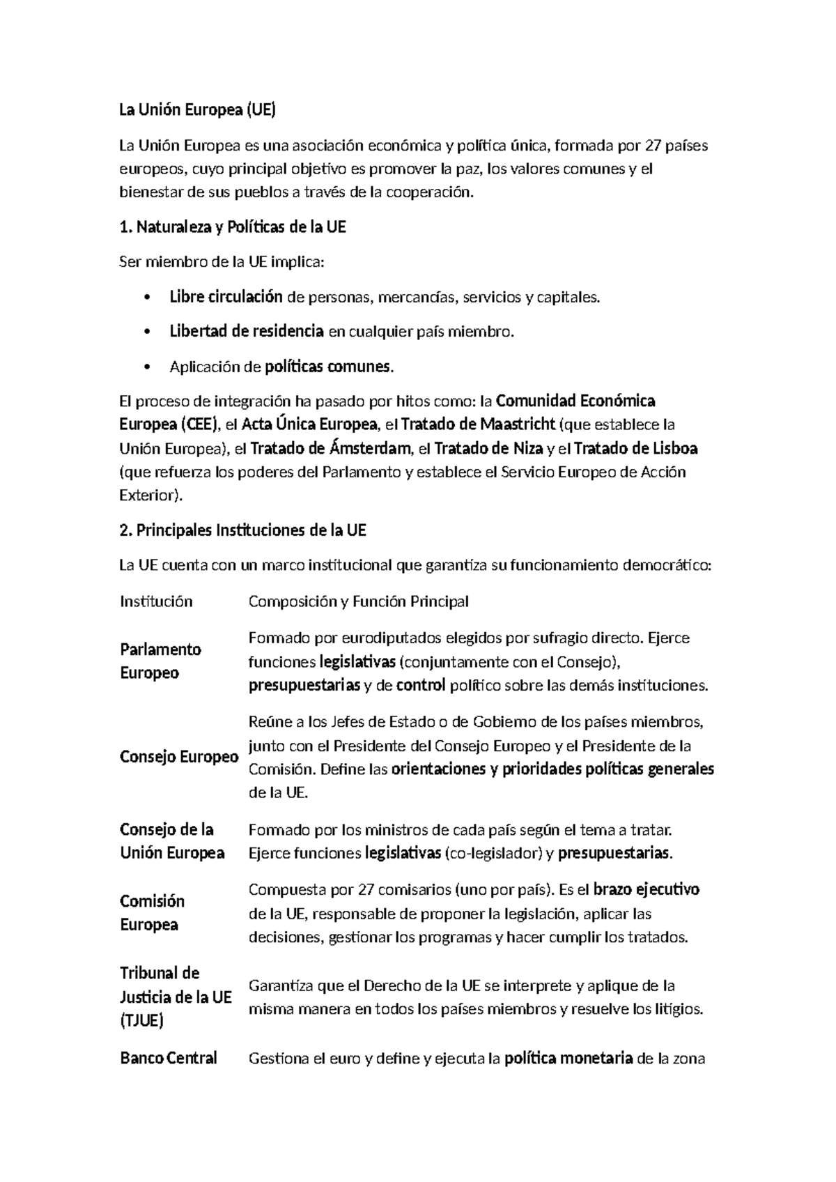UT3 La Unión Europea - Análisis de Políticas e Instituciones - Studocu