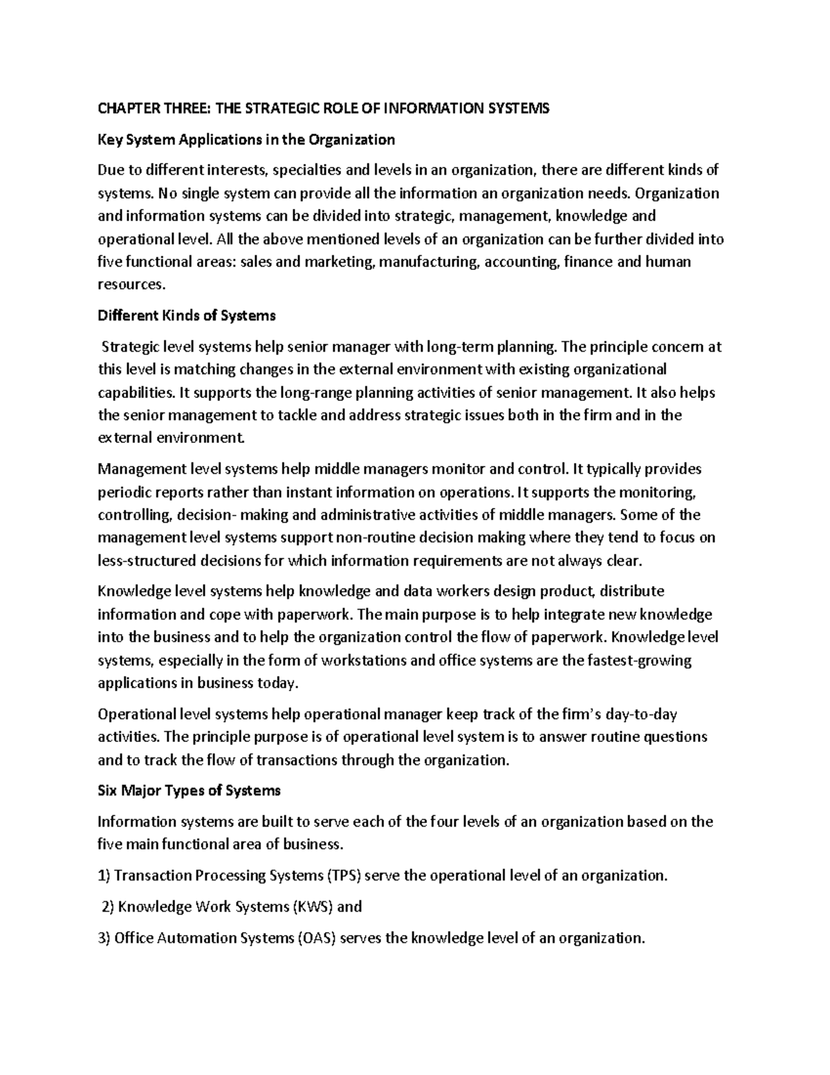 BIT 3105 MIS Chapter 3 - The Strategic Role of Information Systems ...