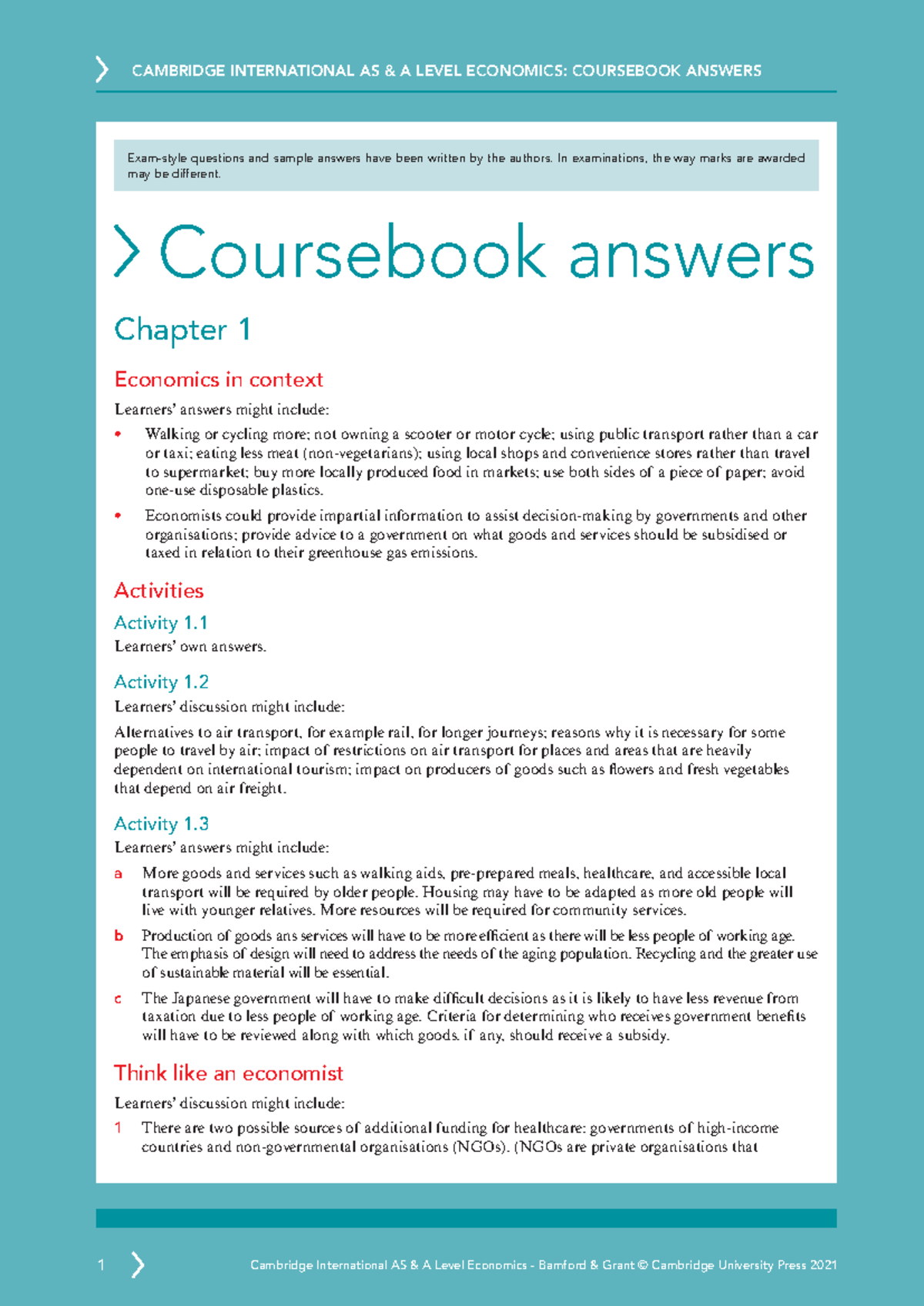 Cambridge AS A Level Economics 4th Edition Answers and Insights 2023 ...