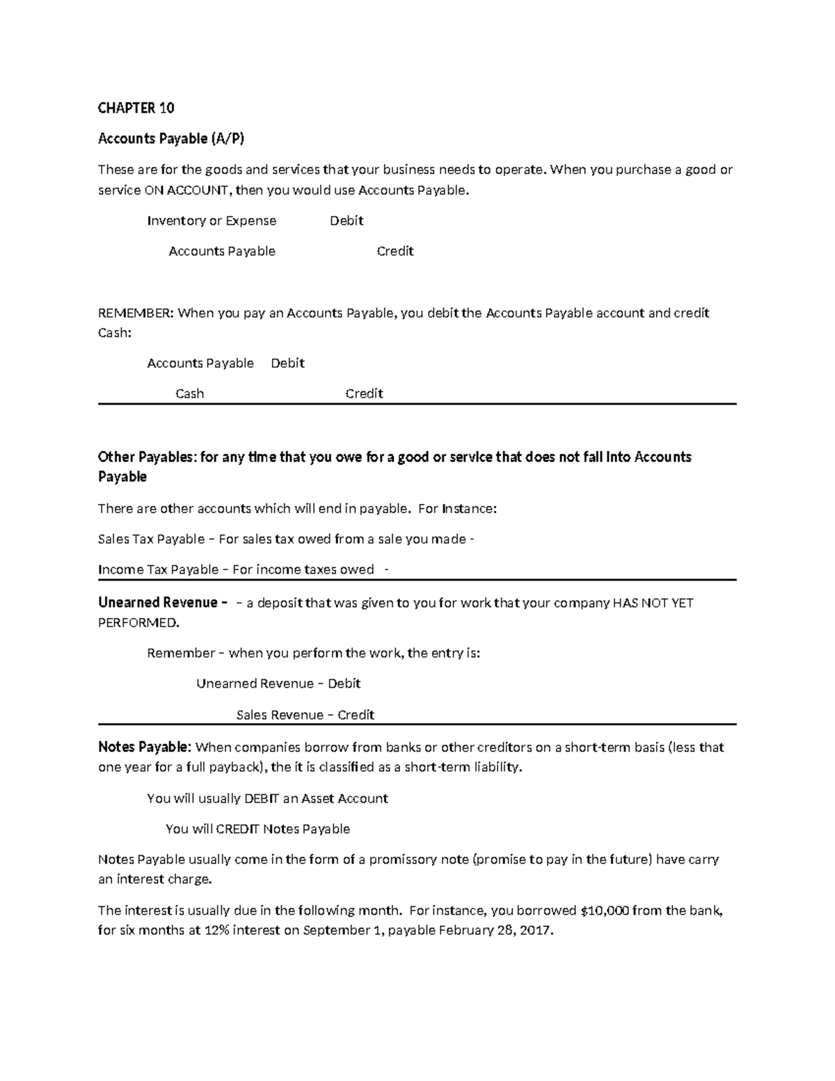 Chapter 10 Highlights - Accounts Payable & Notes Payable Explained ...