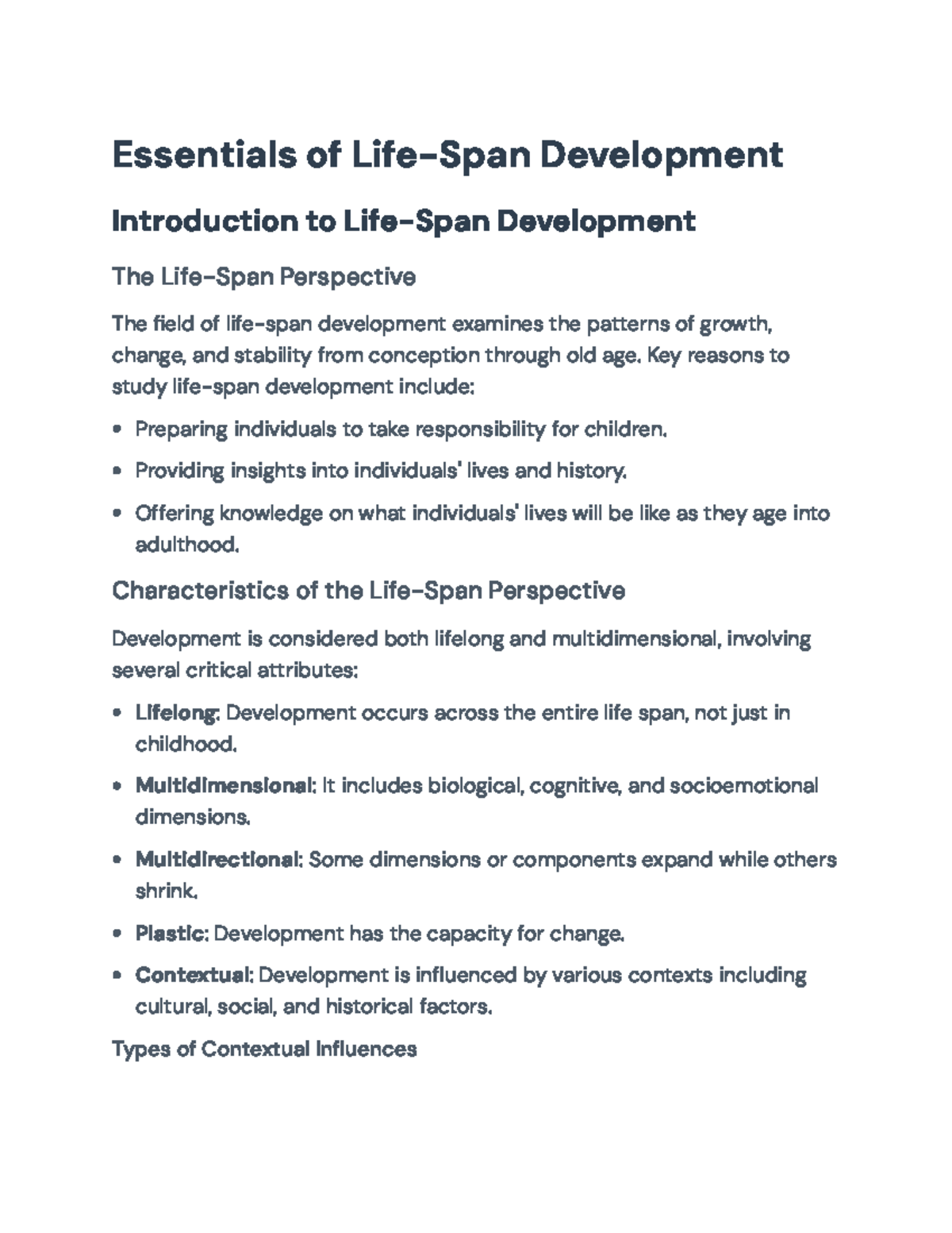 Essentials of Life-Span Development: Growth, Change, and Contexts ...