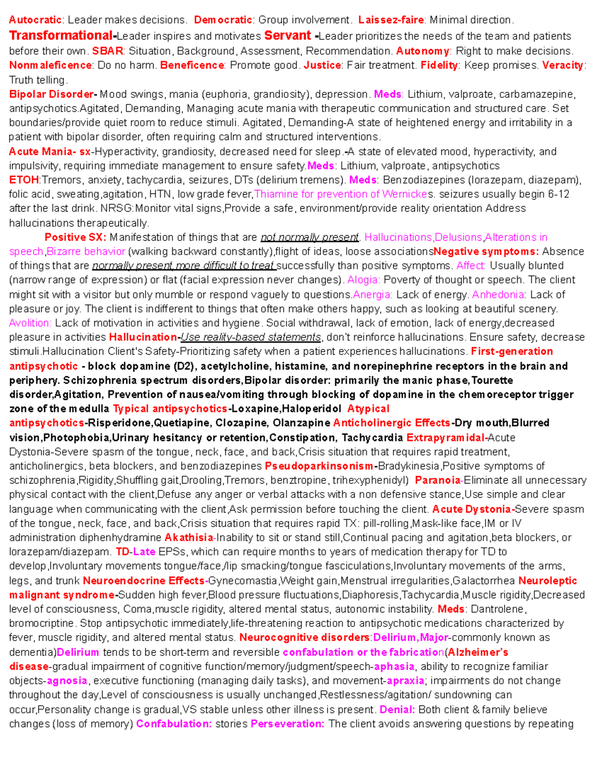 Final Exam Study Guide: Mental Health Nursing Concepts (NURS 101) - Studocu