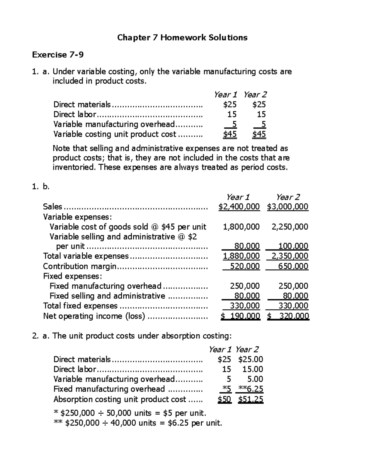 Chapter 7 Homework Solutions - Costing Methods Analysis - Studocu