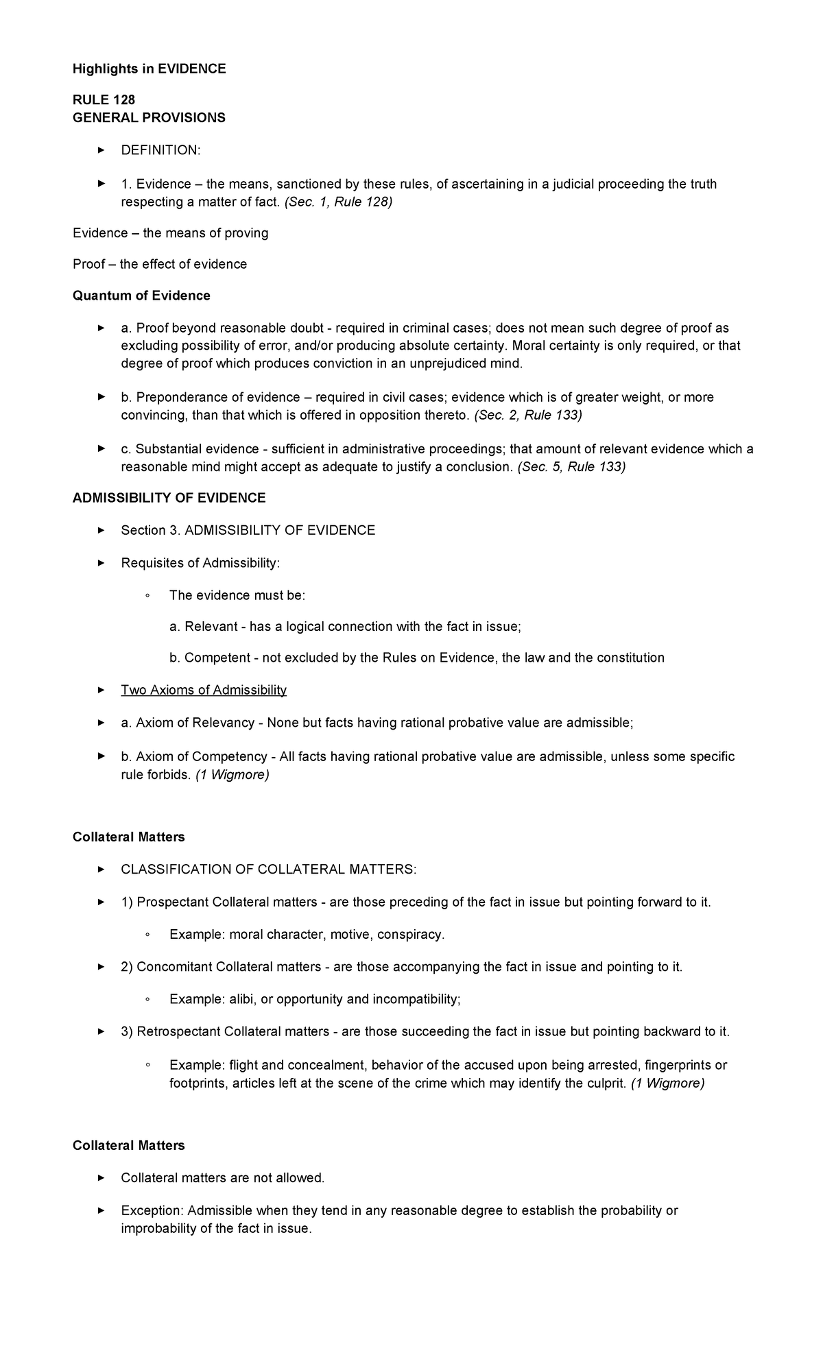 Highlights in Evidence Word Version - Highlights in EVIDENCE RULE 128 ...