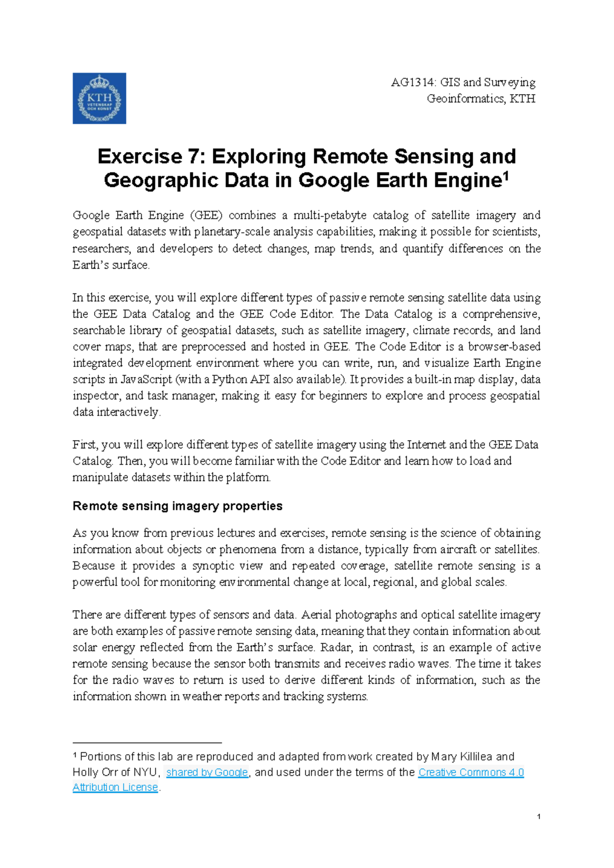 Exercise 7: Exploring Remote Sensing in Google Earth Engine - Studocu