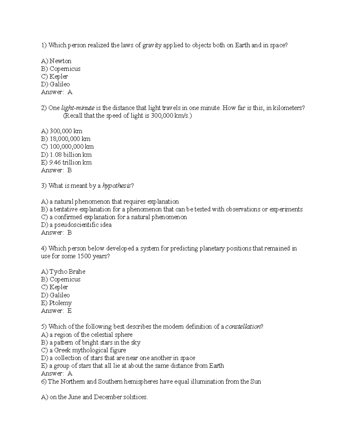 Astronomy 101: Exam #1 Study Guide - Q&A Review V1 - Studocu