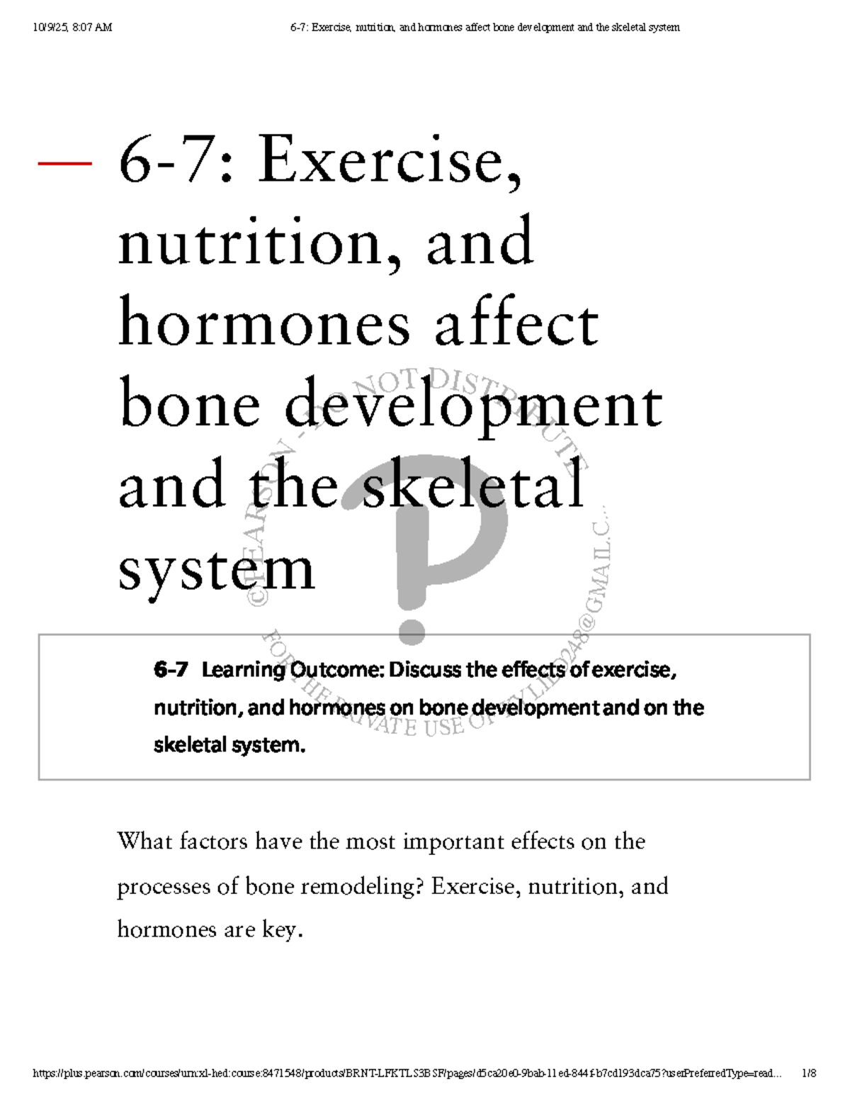 Effects of Exercise, Nutrition, and Hormones on Bone Development (BSC ...