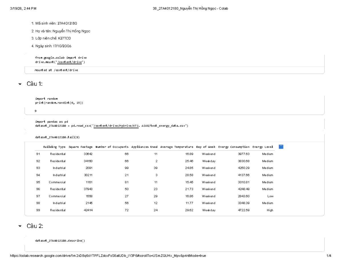Colab Analysis Report for 38_27A4012180 by Nguyễn Thị Hồng Ngọc - Studocu