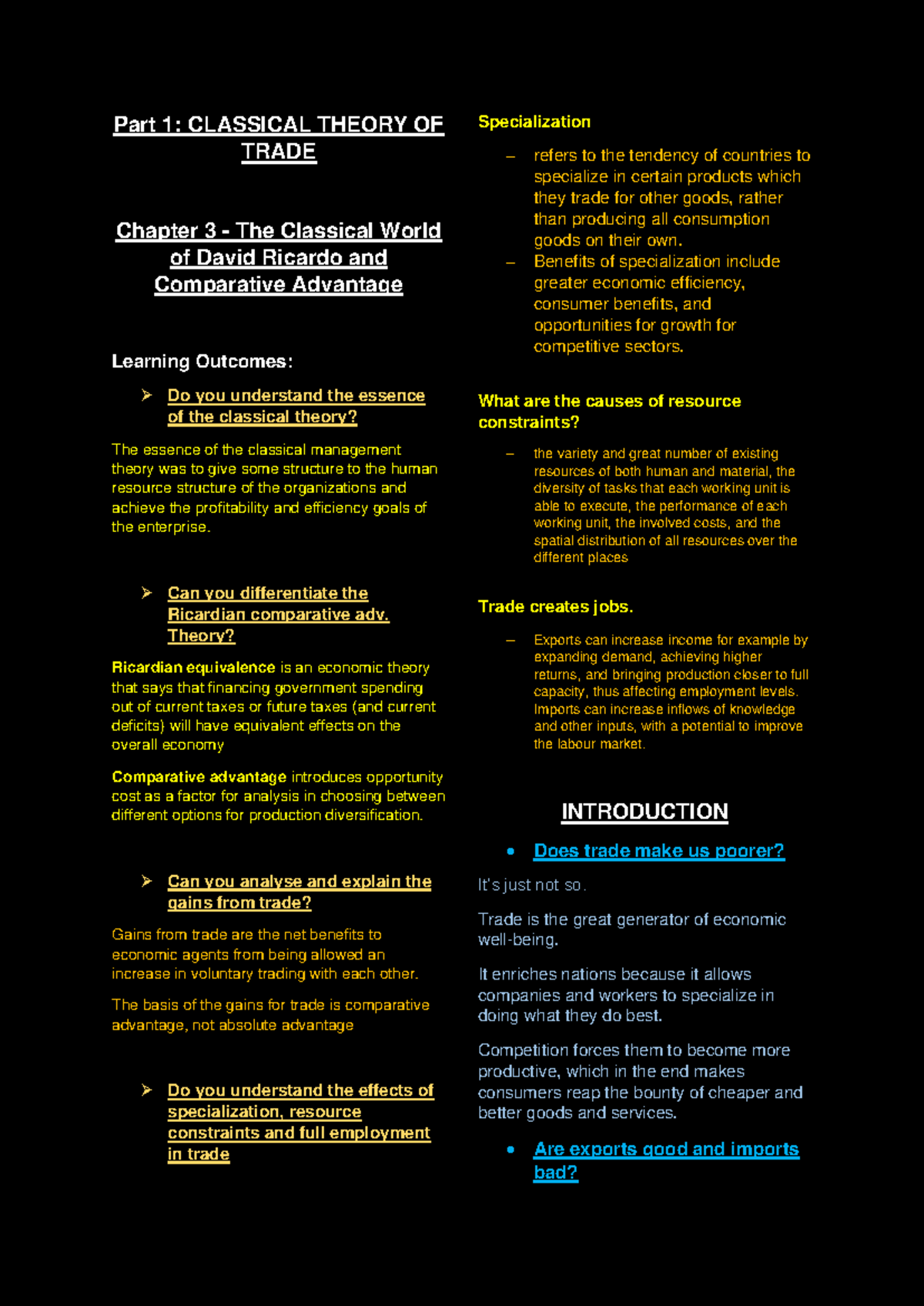 Classical Theory of Trade: David Ricardo & Comparative Advantage ...