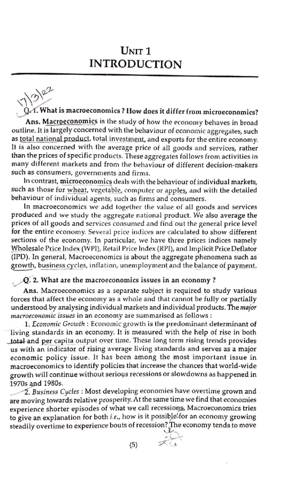 Unit 1: Introduction to Macroeconomics - Course 7322 Insights - Studocu