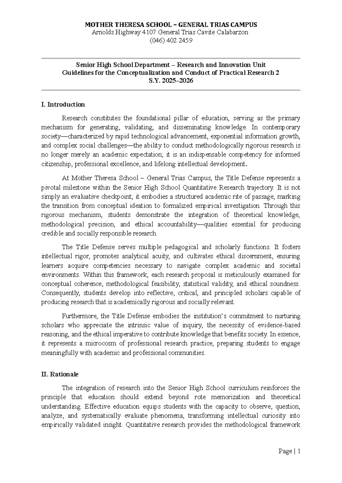 Guidelines for Research Title Defense (Practical Research 2) - Studocu