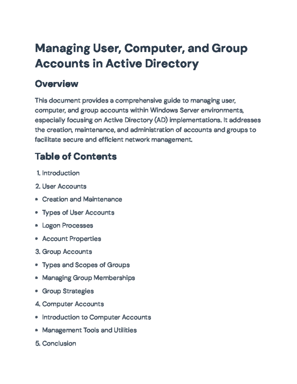 Managing User, Computer, and Group Accounts in Active Directory (AD ...
