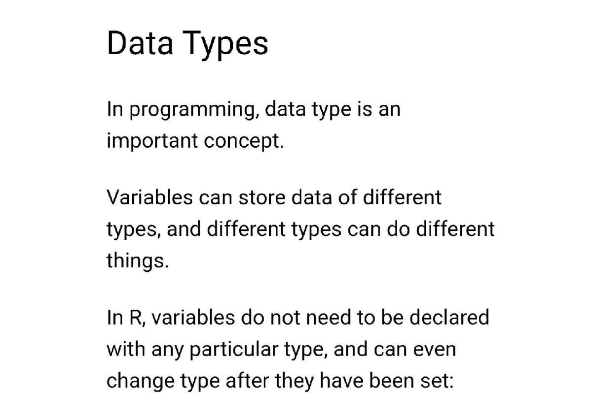 R-1: Understanding Data Types in R Programming - Studocu