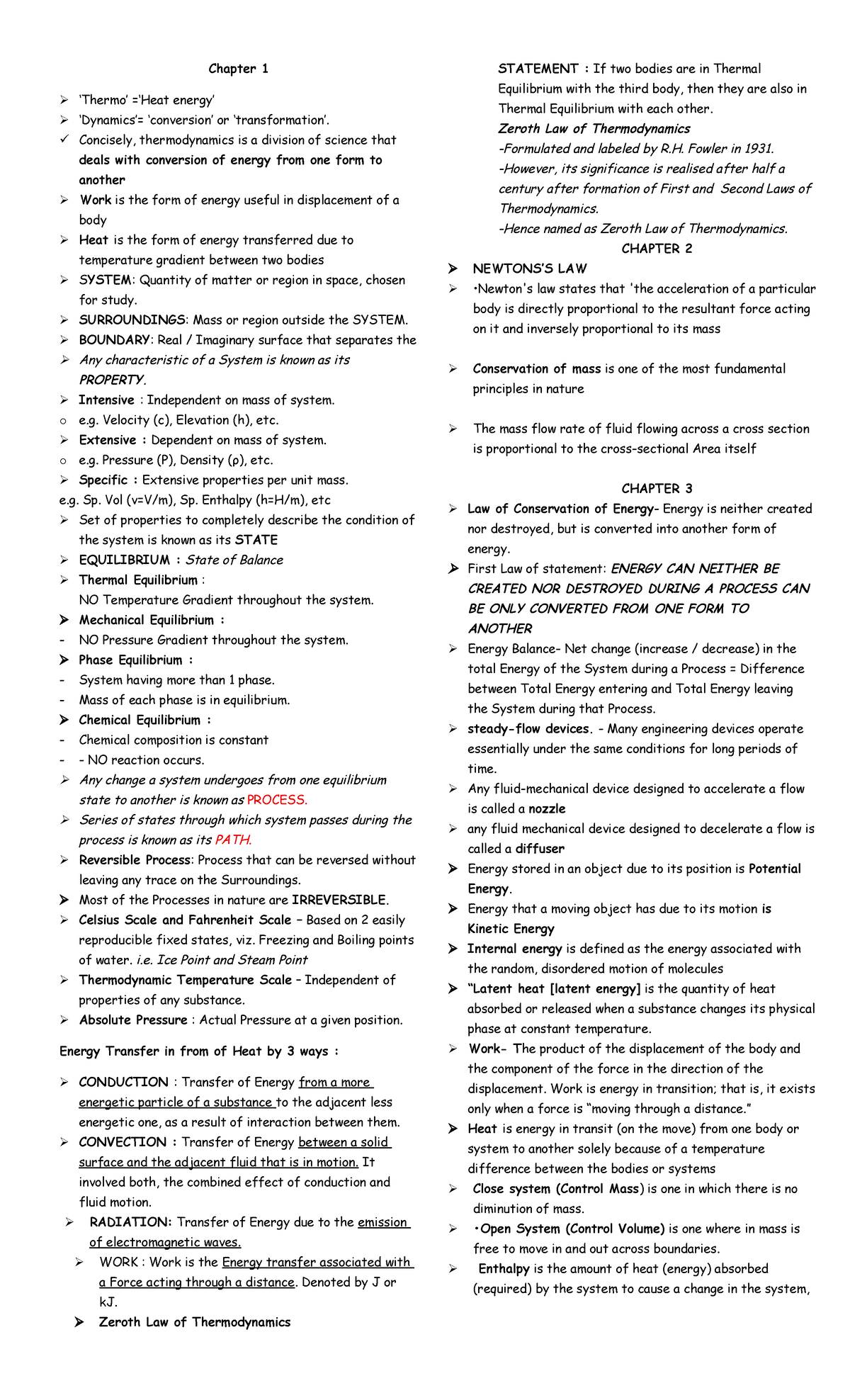 Thermo Notes for Midterm Exam: Key Concepts and Laws - Studocu