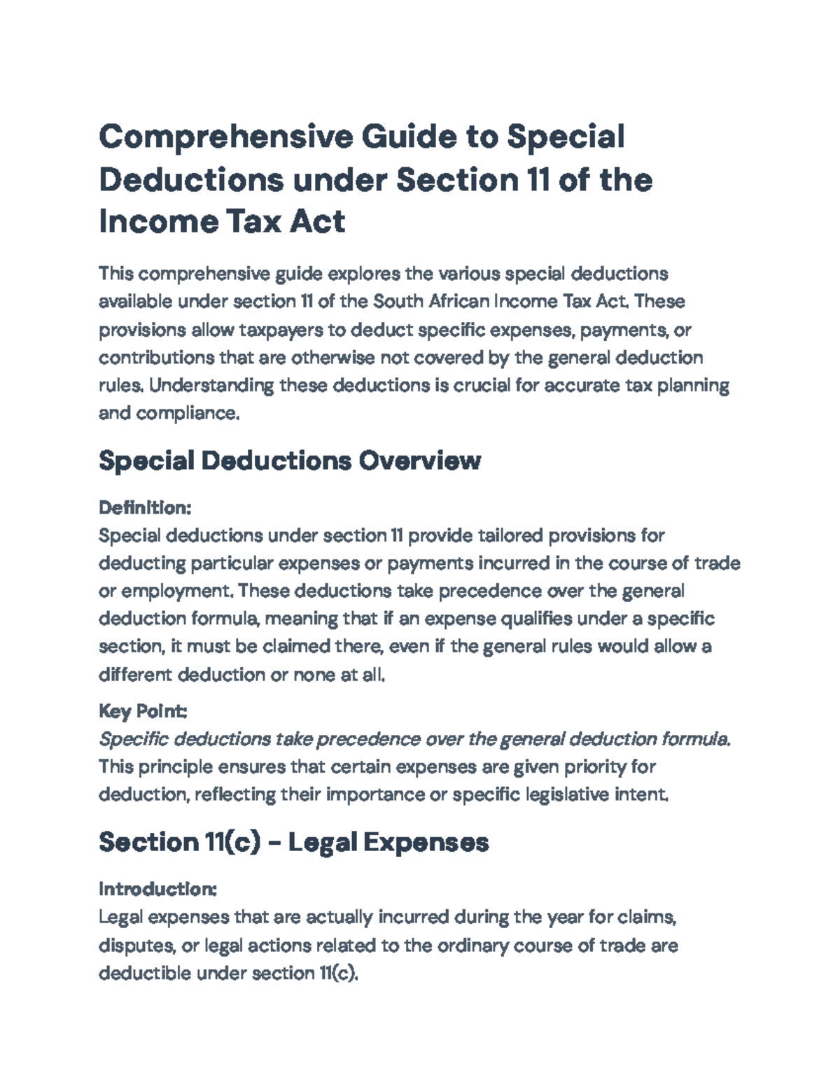 Comprehensive Guide to Section 11 Special Deductions in SA Tax - Studocu