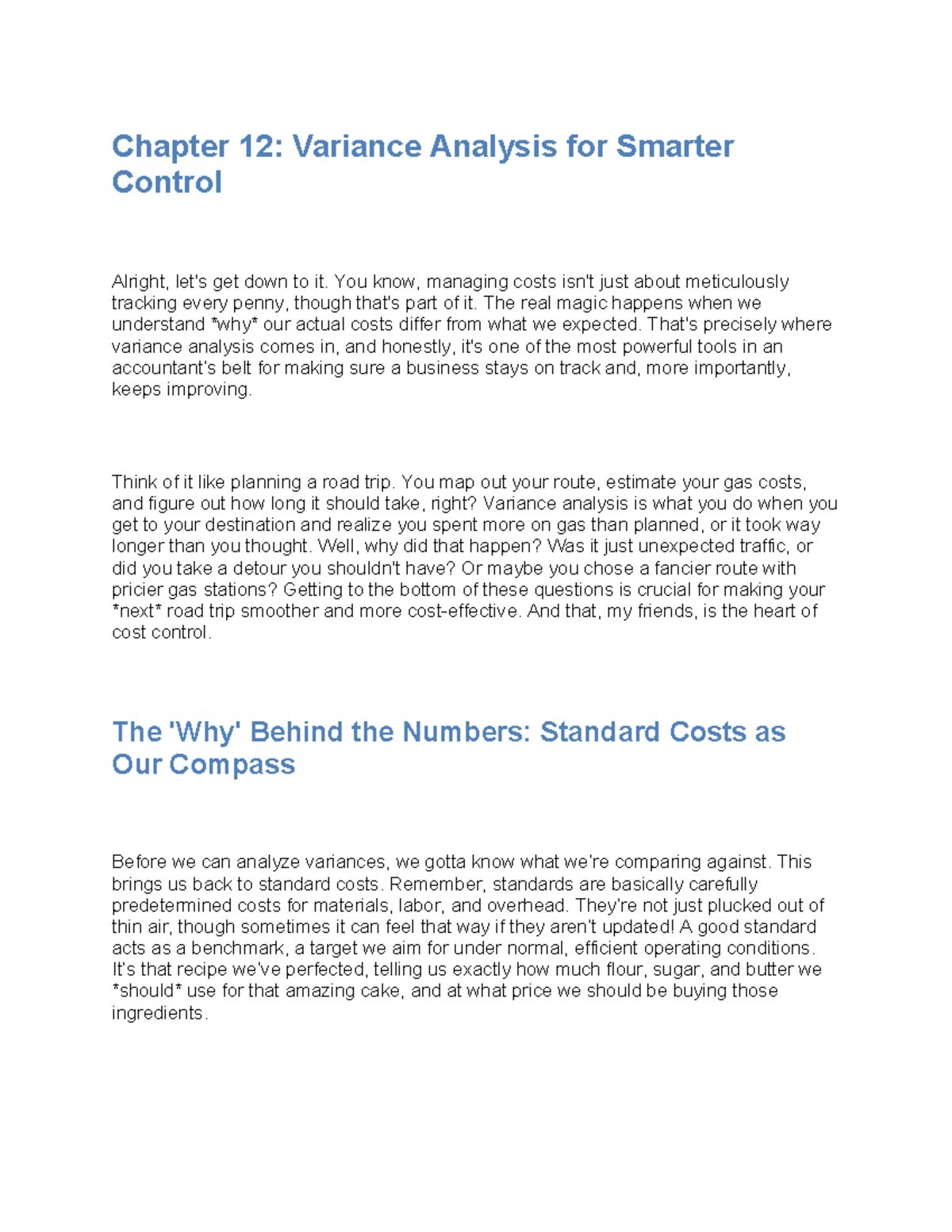 Chapter 12: Variance Analysis for Effective Cost Control - Studocu
