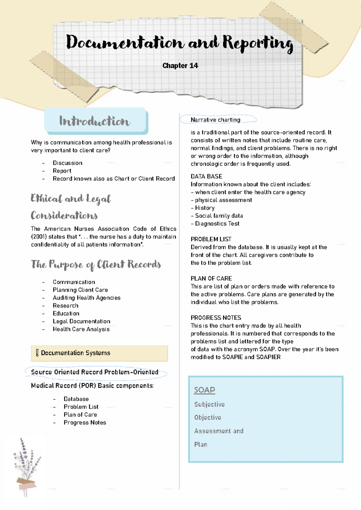 1 Documentation and Reporting - Narrative charting is a traditional ...