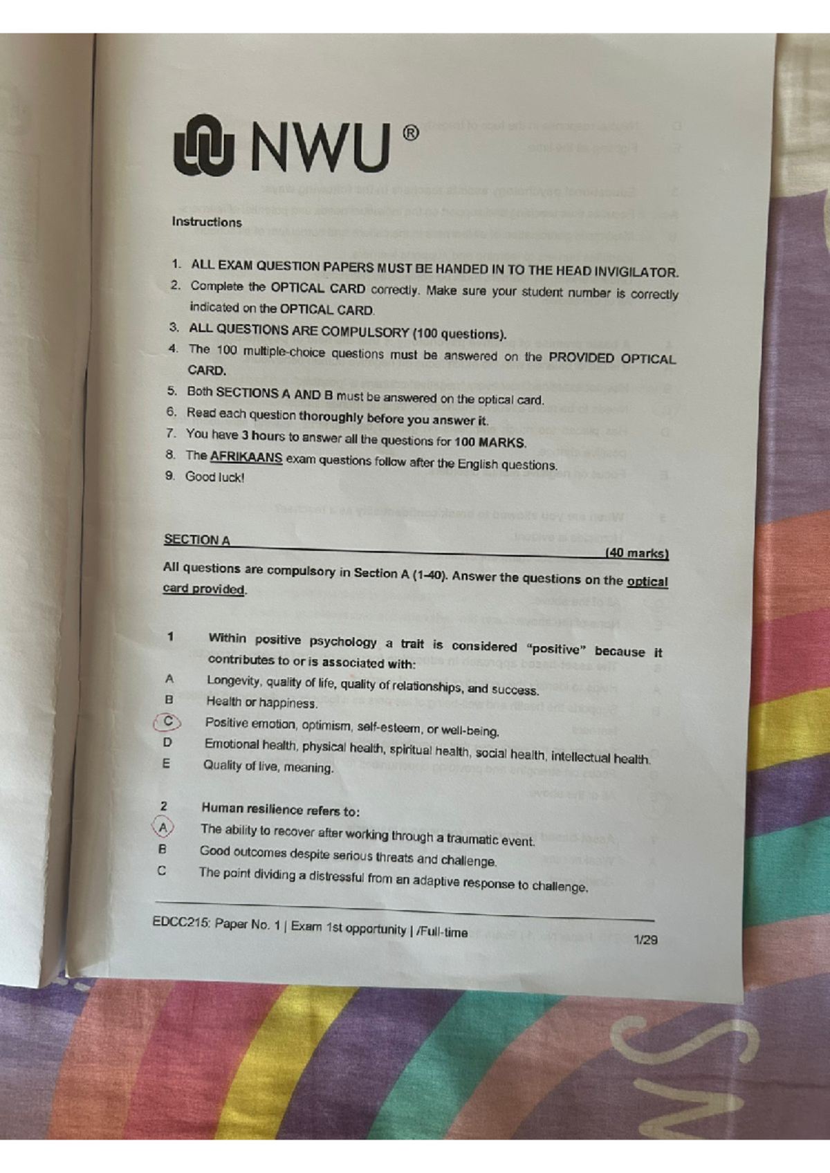 EDCC215: Final Exam Instructions and Questions - Studocu