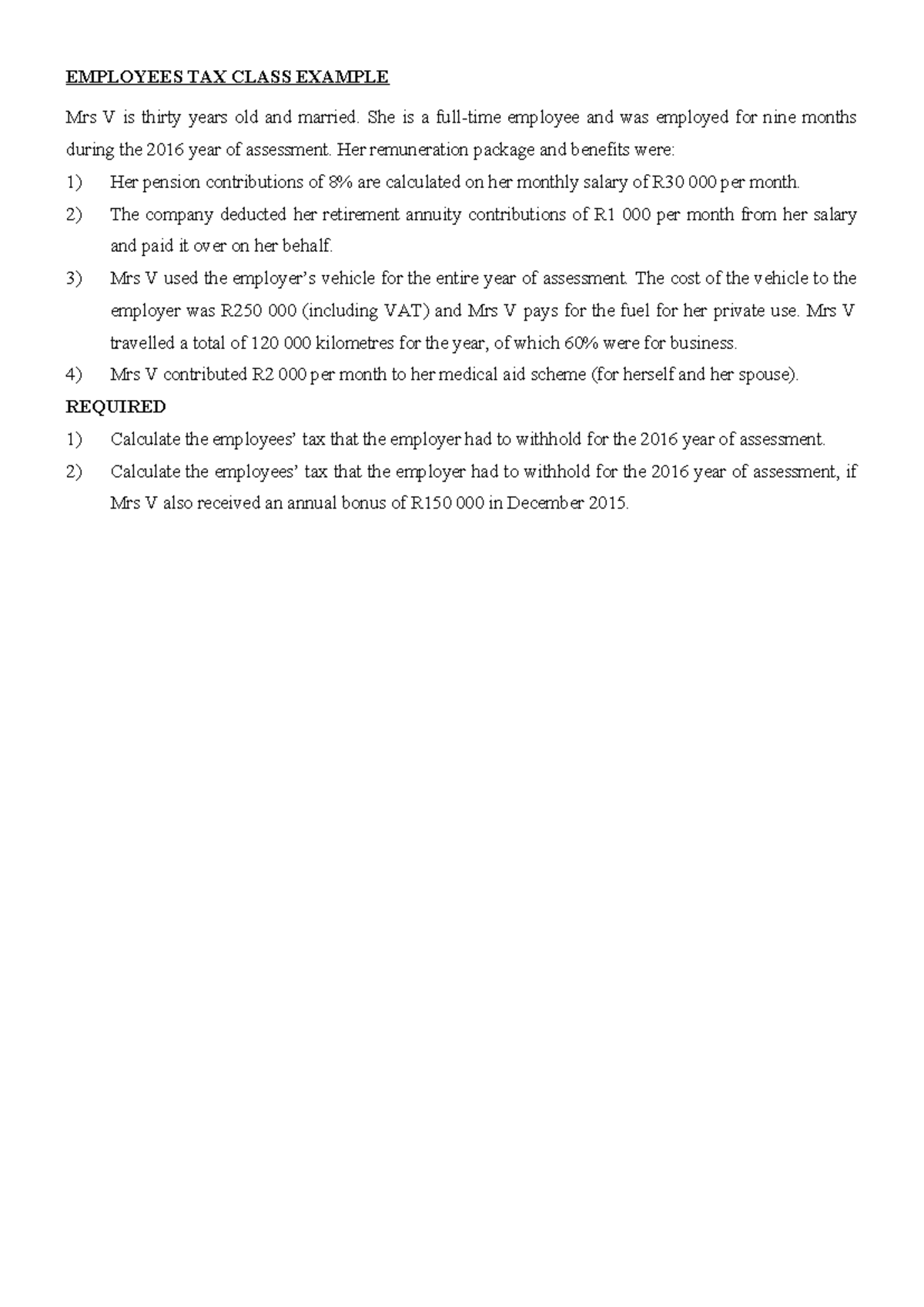 Employees Tax Class Example - Lecturer Copy for Tax Calculation 2016 ...