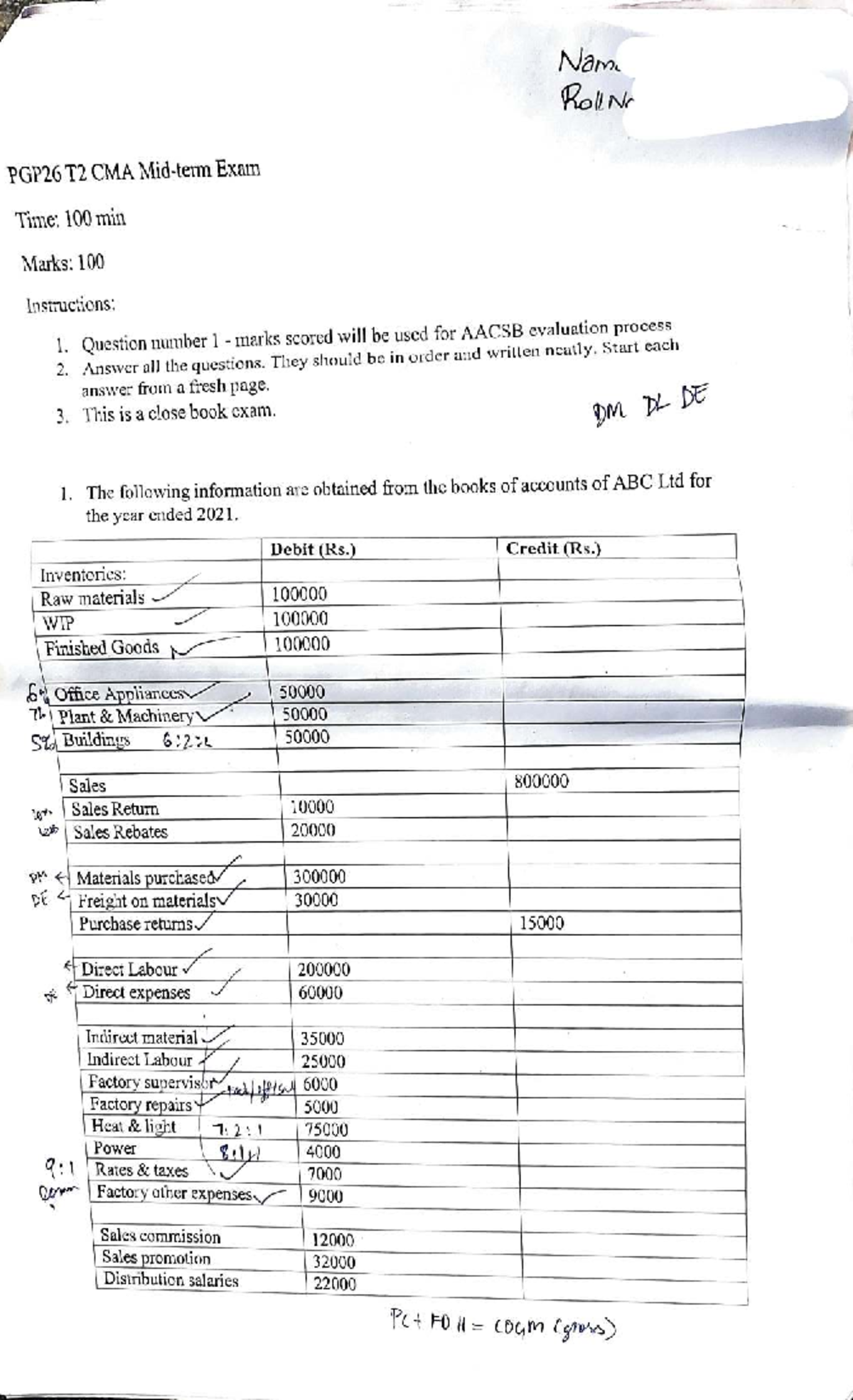 Cost and Management Accounting PGP26 T2 Midterm Exam Guide - Studocu