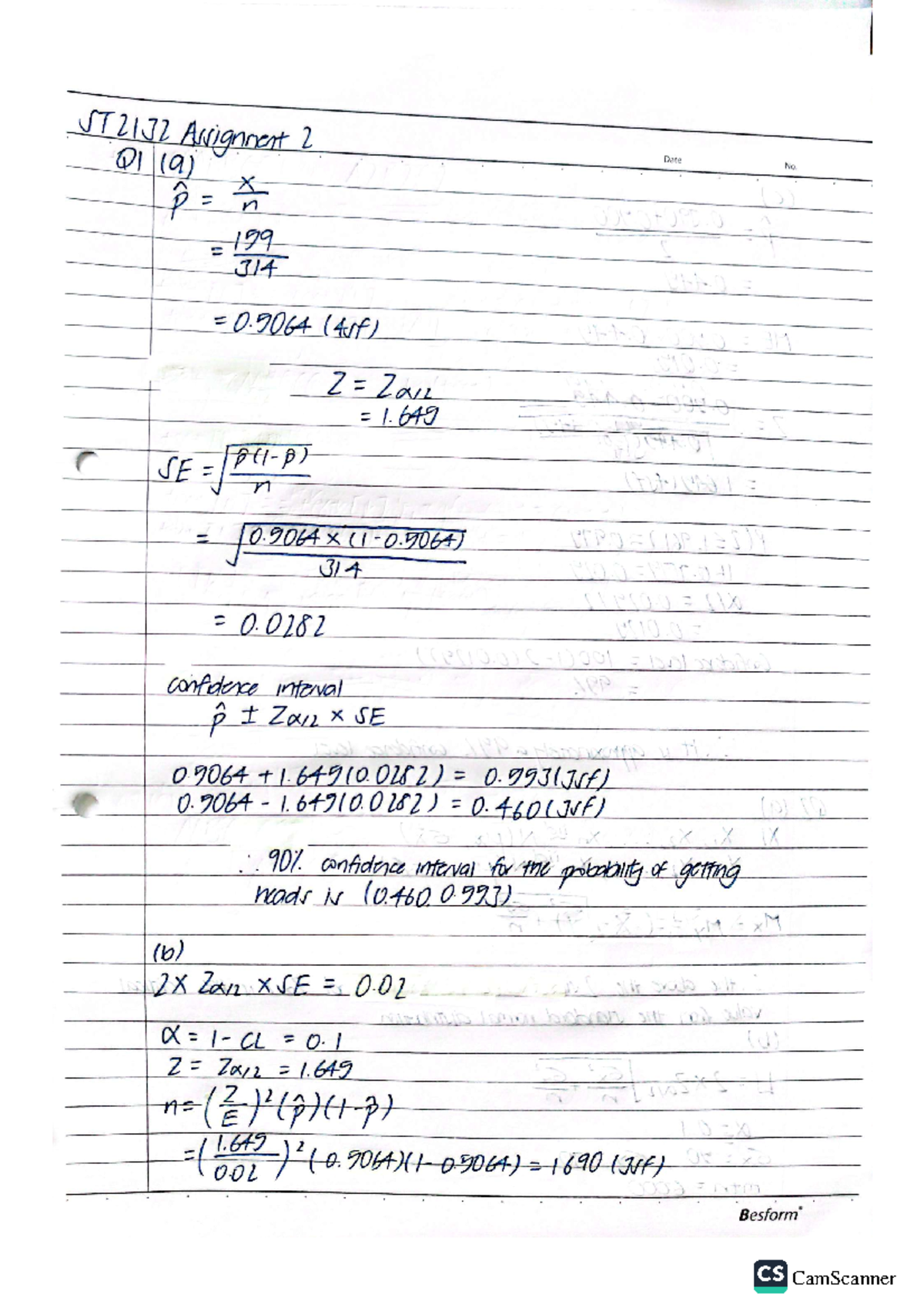 ST2132 Assignment 2: Confidence Intervals and Statistical Analysis ...
