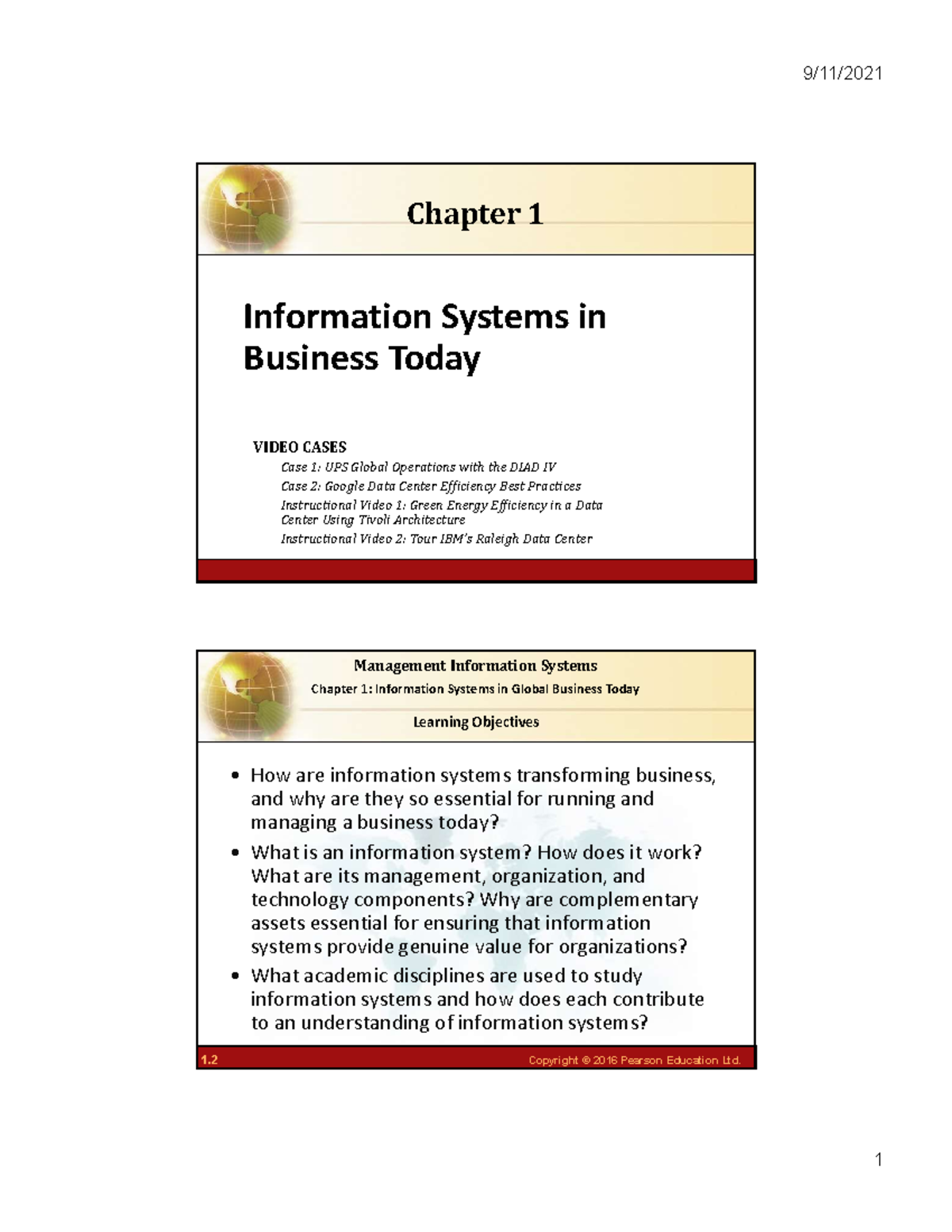 Ch1 - lectures notes - Information Systems in Business Today Chapter 1 ...