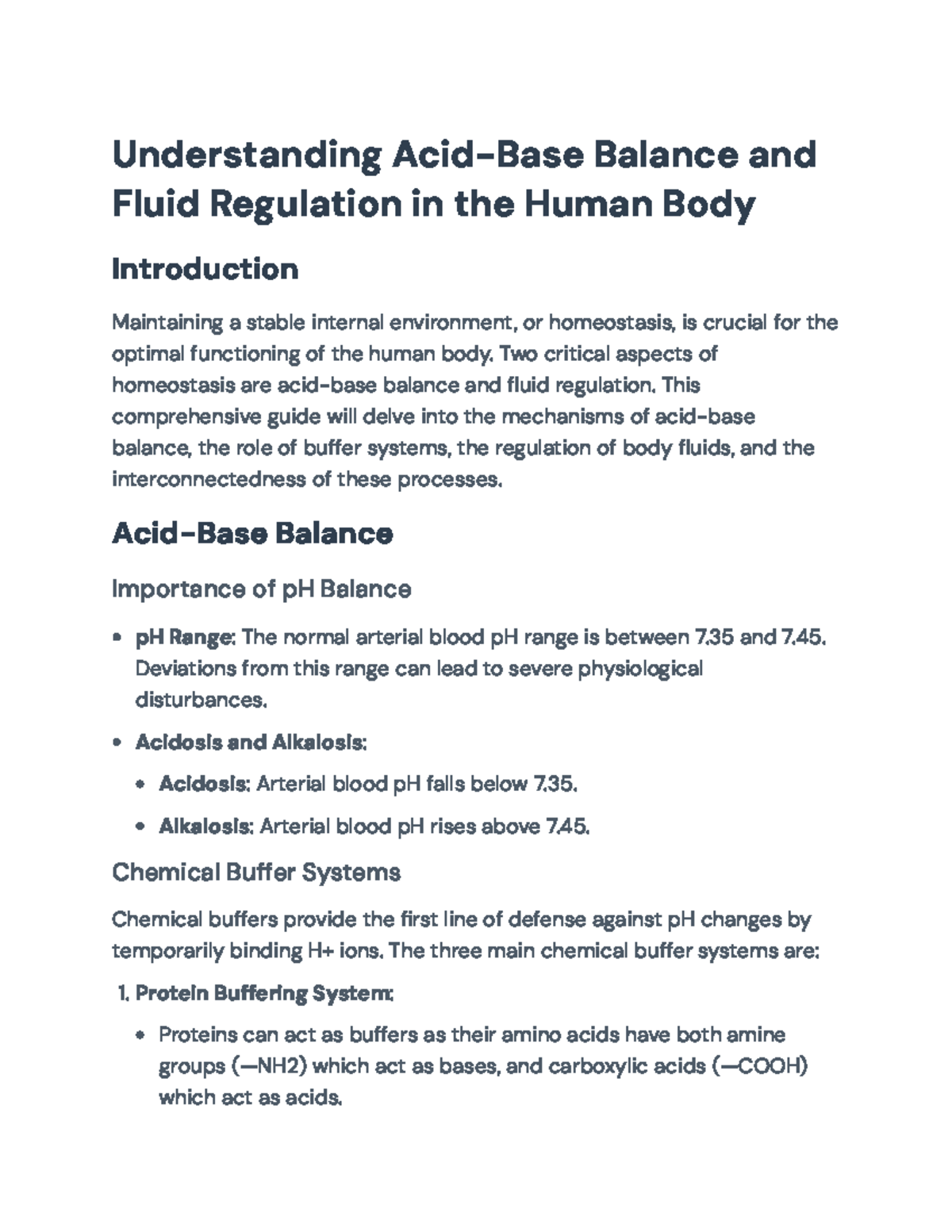 Understanding Acid-Base Balance and Fluid Regulation in the Human Body ...