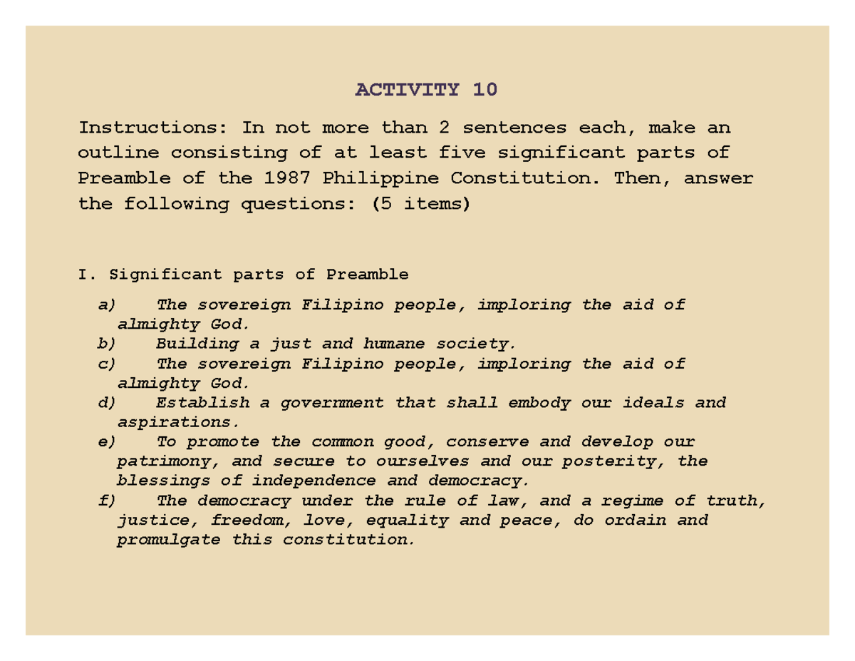 Preamble Philippine Constitution The Philippine Constitution Preamble