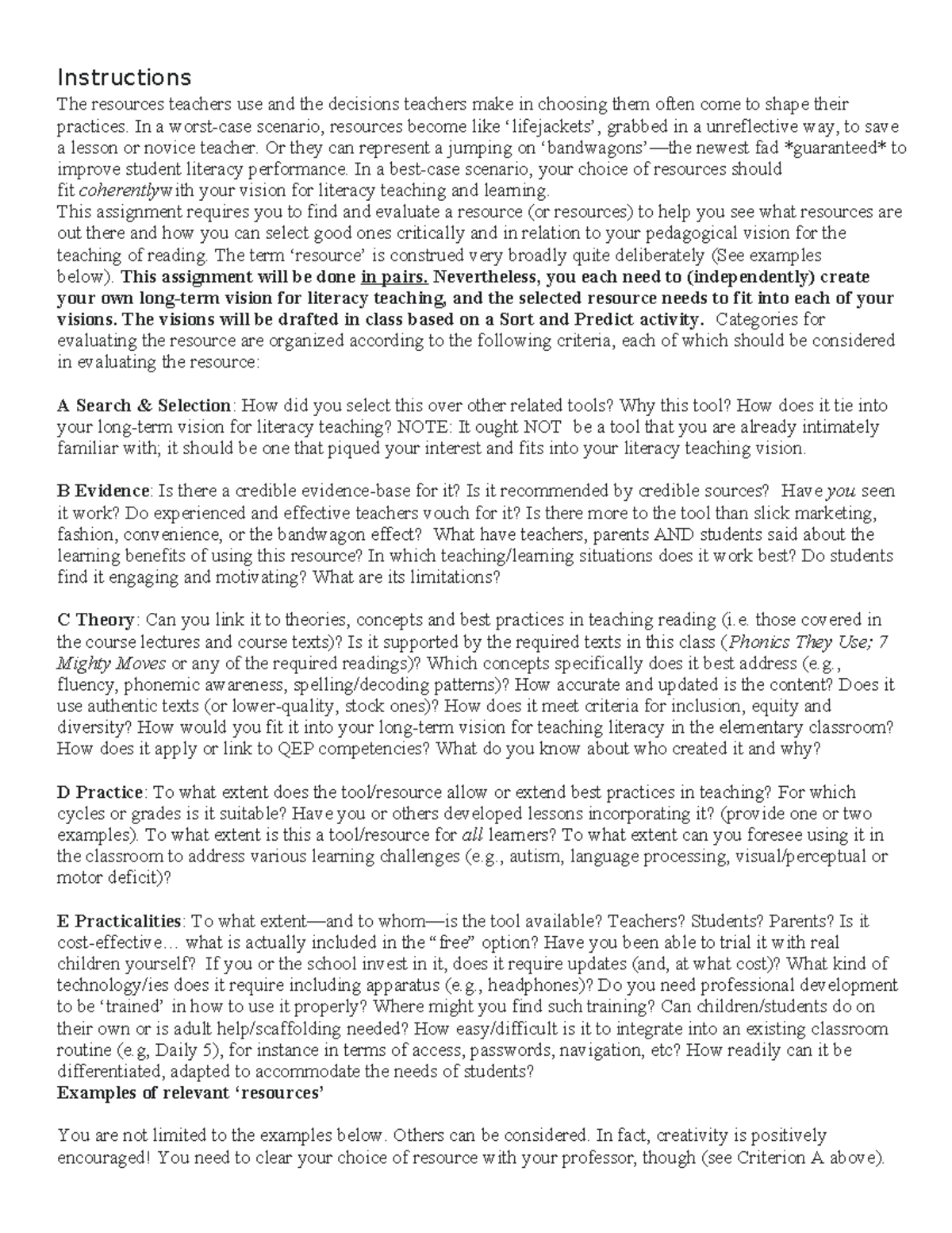 Infographic & Reflection on Resource Selection for EDEE260 - Studocu