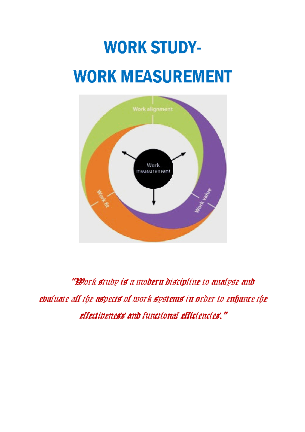 WORK 2: Comprehensive Notes on Work Measurement Techniques and ...