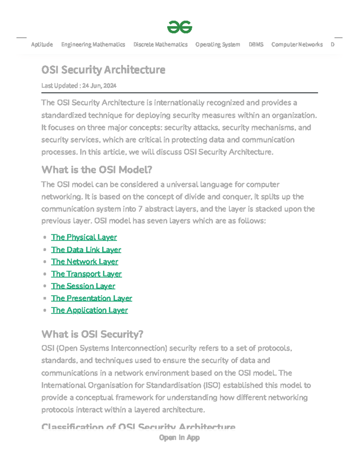 OSI Security Architecture: Key Concepts and Mechanisms Explained - Studocu
