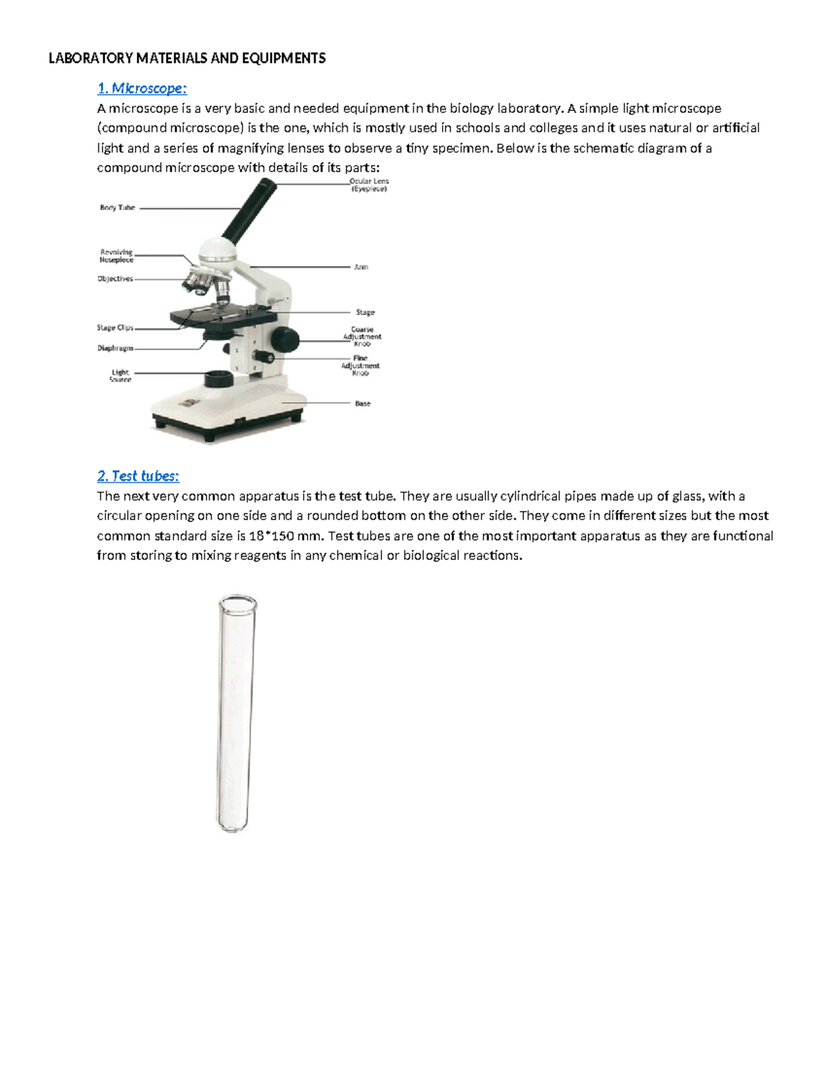 Laboratory Materials and Equipment Overview for Bio Lab Essentials ...