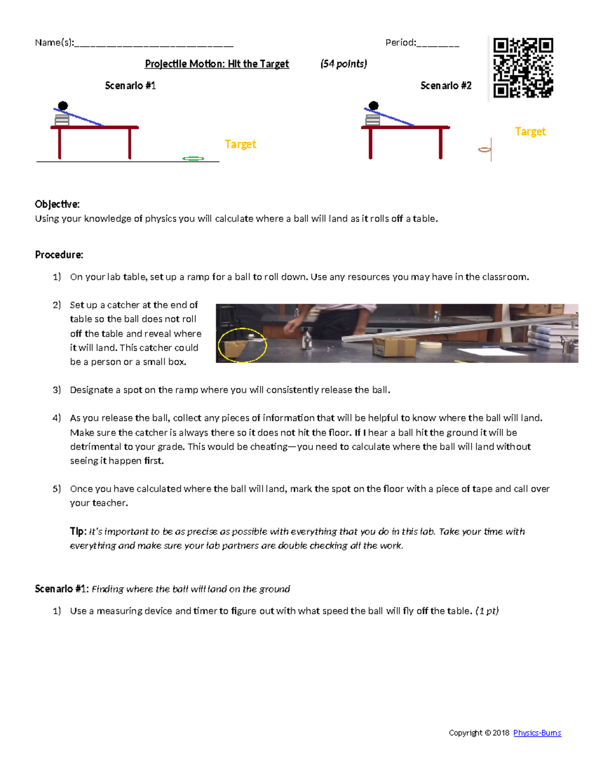 Projectile Motion AP Lab: Hitting the Target Experiment - Studocu