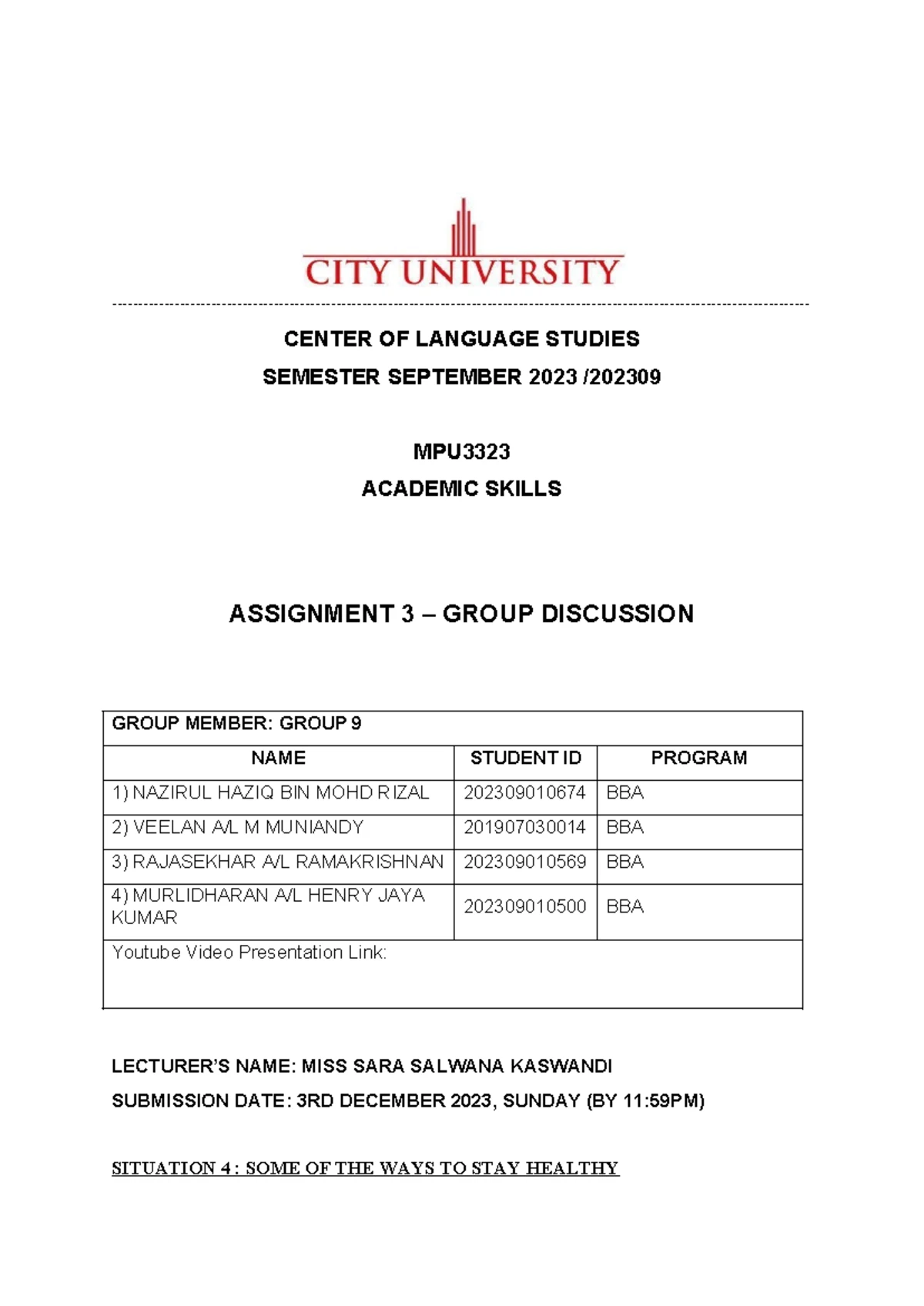 Group Assignment 3 Report - MPU3233 Entrepreneurship (Sem 202501) - Studocu